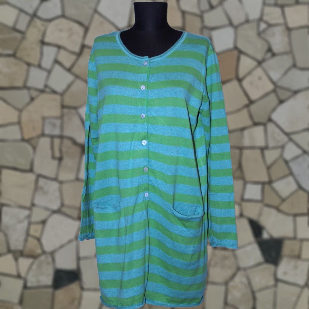Vintage Gudrun Sjoden Cardigan Jumper Womens Linen Cotton L Multicoloured Round Neck Size L / US 10 / IT 46 - 1 Thumbnail