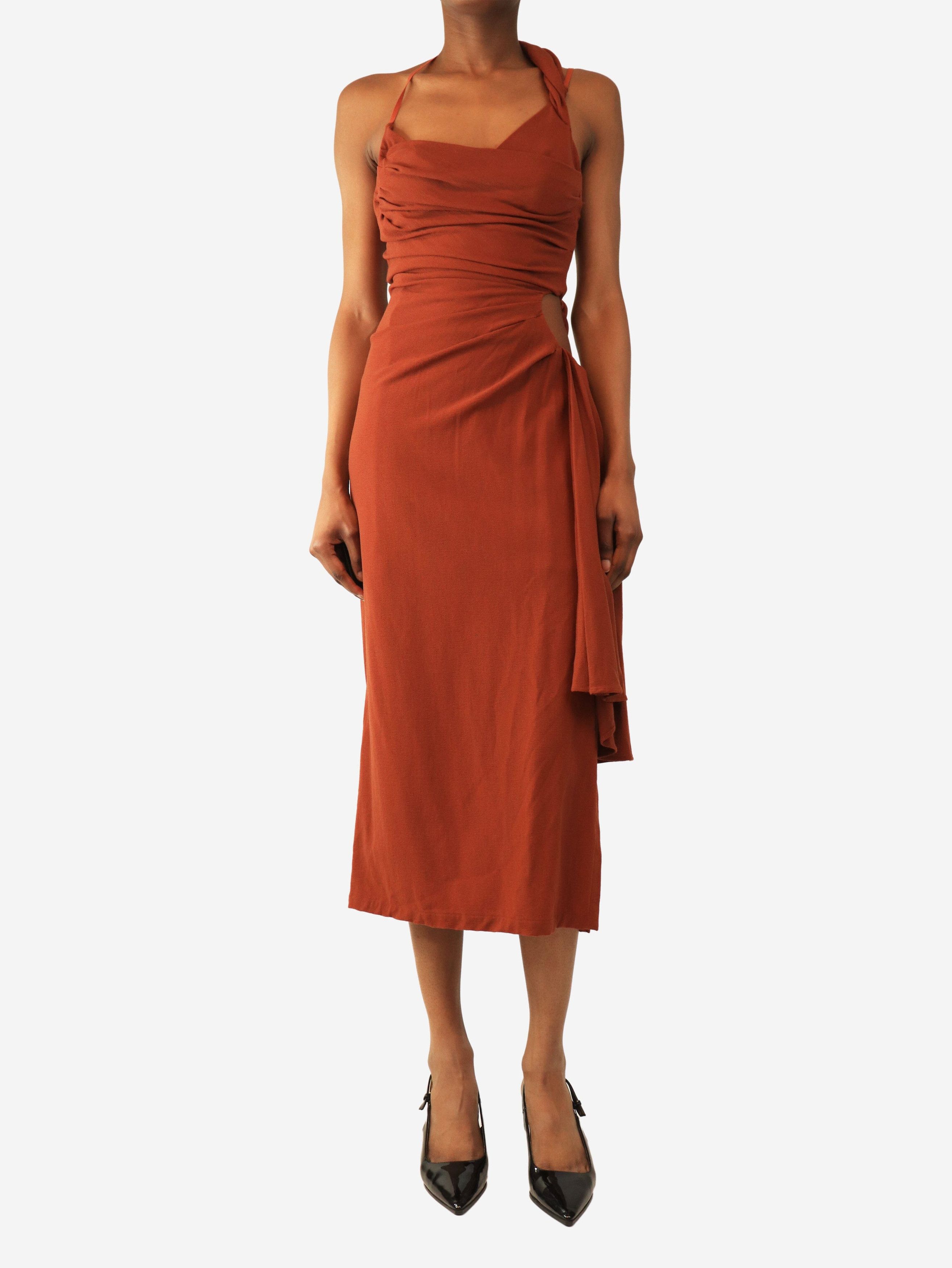 Other Rust Le Raphia draped midi dress - UK 6 Size XS / US 0-2 / IT 36-38 - 1 Thumbnail