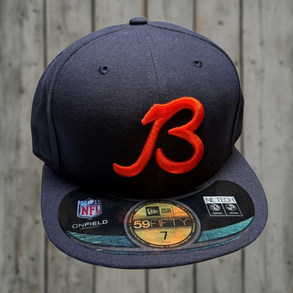 New Era New Era Chicago Bears Hat Mens 7 Navy NFL On-Field 59FIFTY Script B Fitted Cap Size ONE SIZE - 1 Thumbnail