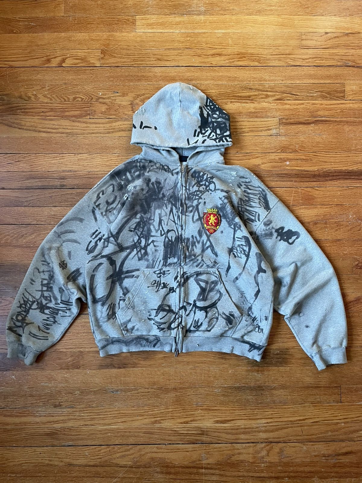 Balenciaga Balenciaga Grey Skater Zip-Up Hoodie Size US S / EU 44-46 / 1 - 1 Thumbnail