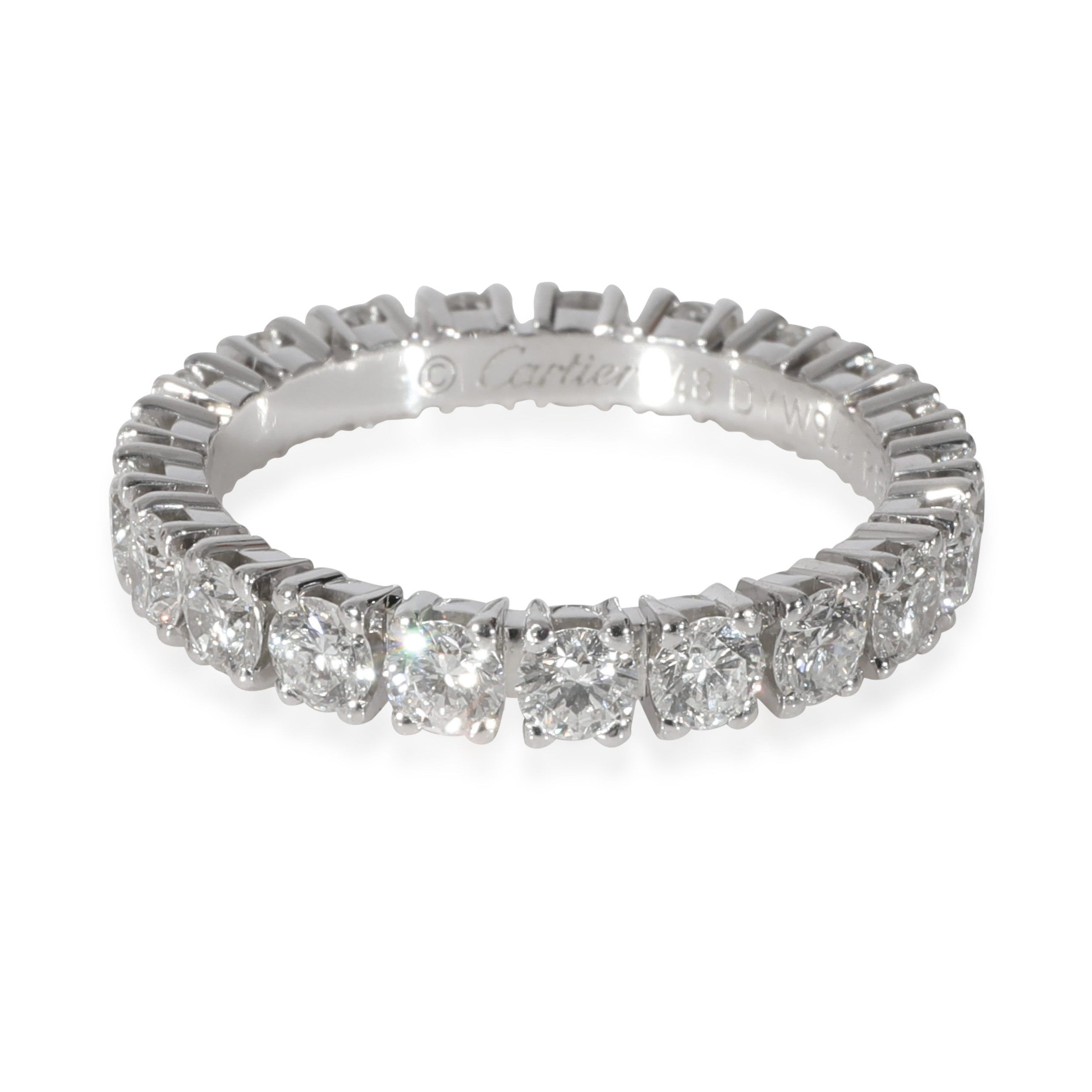 image of Cartier Destinee Diamond Eternity Band In Platinum 1.25 Ctw in Silver, Women's