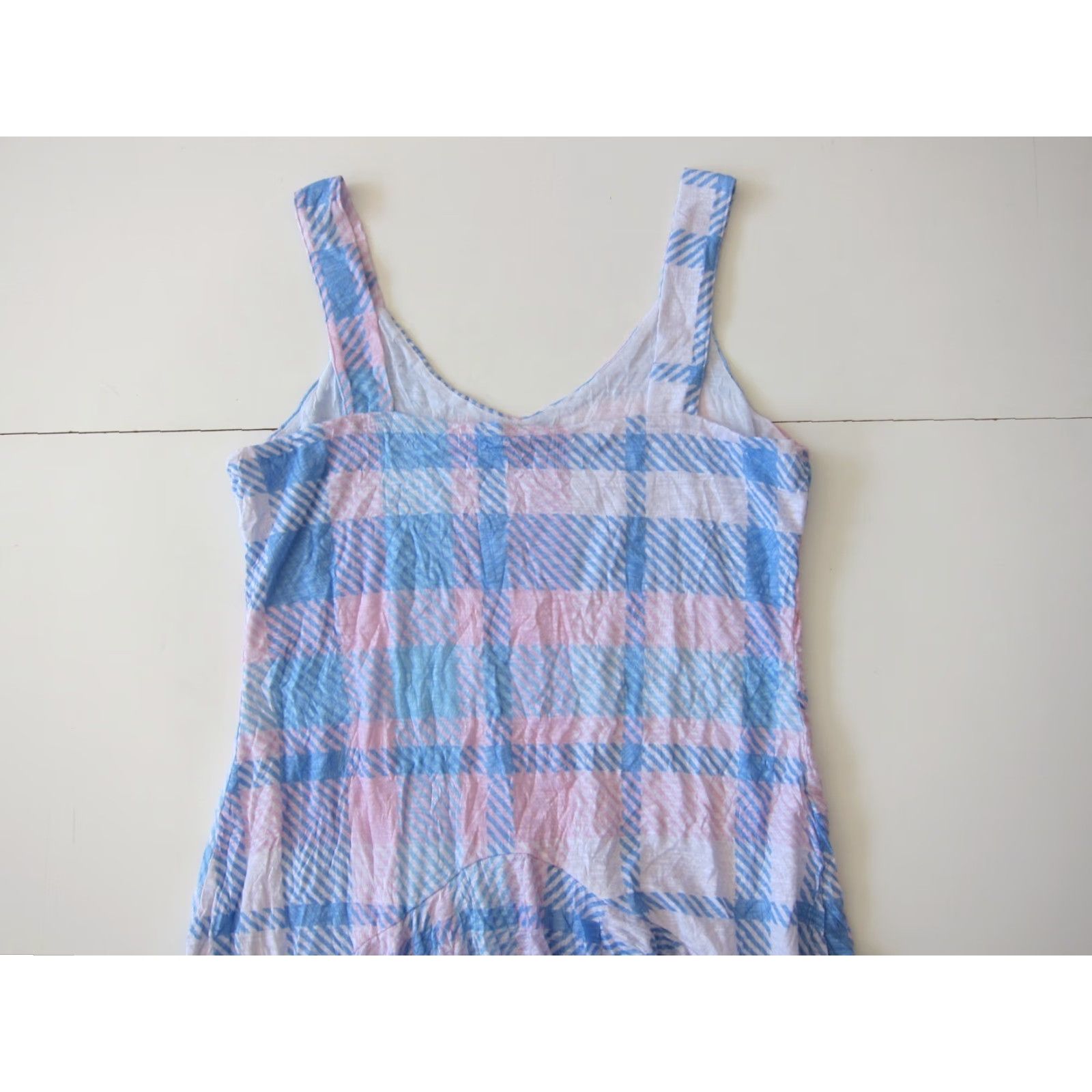 Pinko Carine Pink Blue White Plaid Rayon Striped Layered Tank Dress Women Medium Size M / US 6-8 / IT 42-44 - 5 Thumbnail