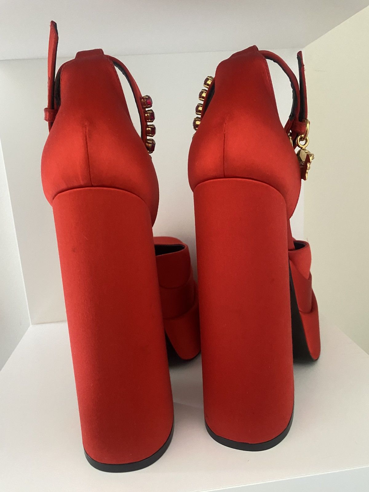 Versace Medusa Aevitas embellished satin platform pumps Size US 4 / IT 34 - 2 Thumbnail