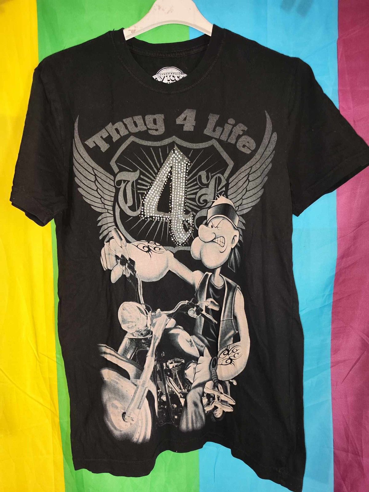 Designer × Other Stay Tooned Popeye Thug 4 Life men’s black T-shirt size S Size US S / EU 44-46 / 1 - 1 Thumbnail