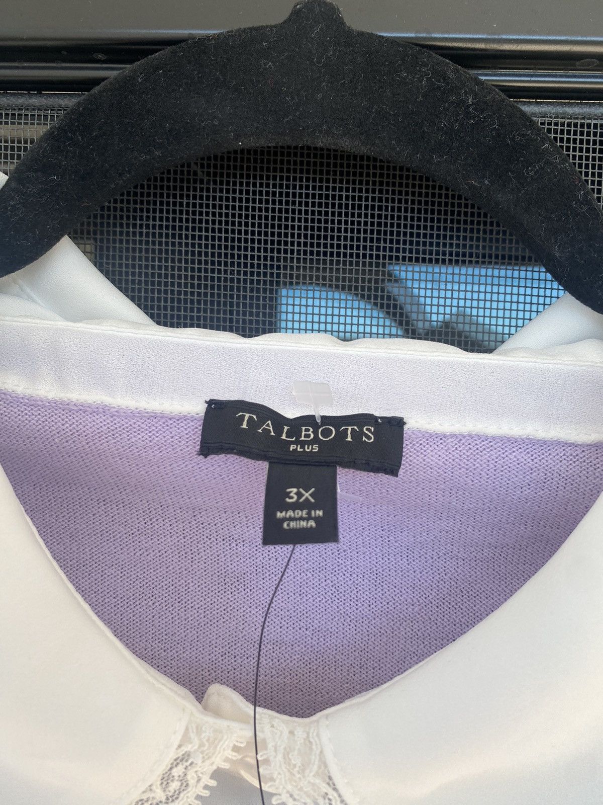 Talbots Sweater NWT Women 3XL Purple Attached Shirt Silk