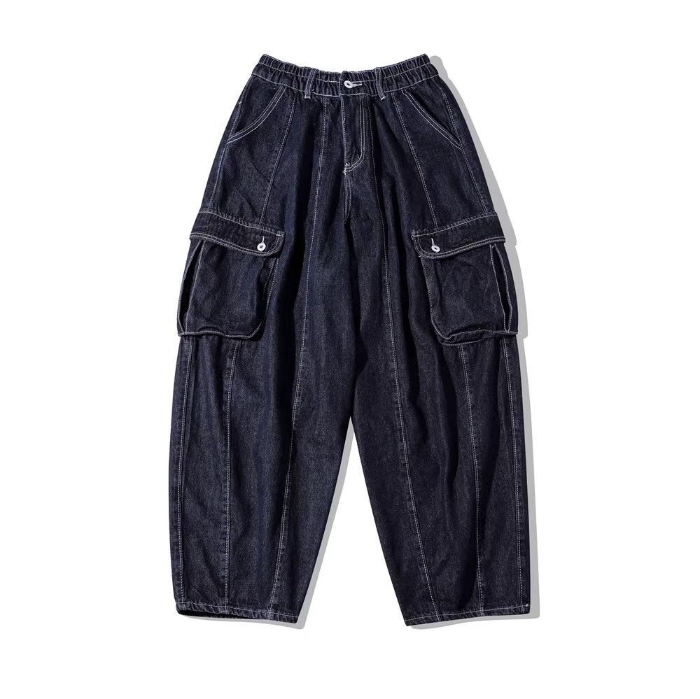 Japanese Brand × Jean Solid color multi-pocket washed wide-leg straight jeans Size US 34 / EU 50 - 1 Thumbnail