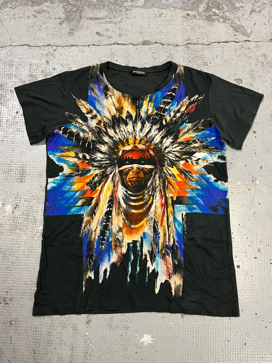 Balmain SS2015 Balmain Native Chief Black T-Shirt Size US S / EU 44-46 / 1 - 1 Thumbnail