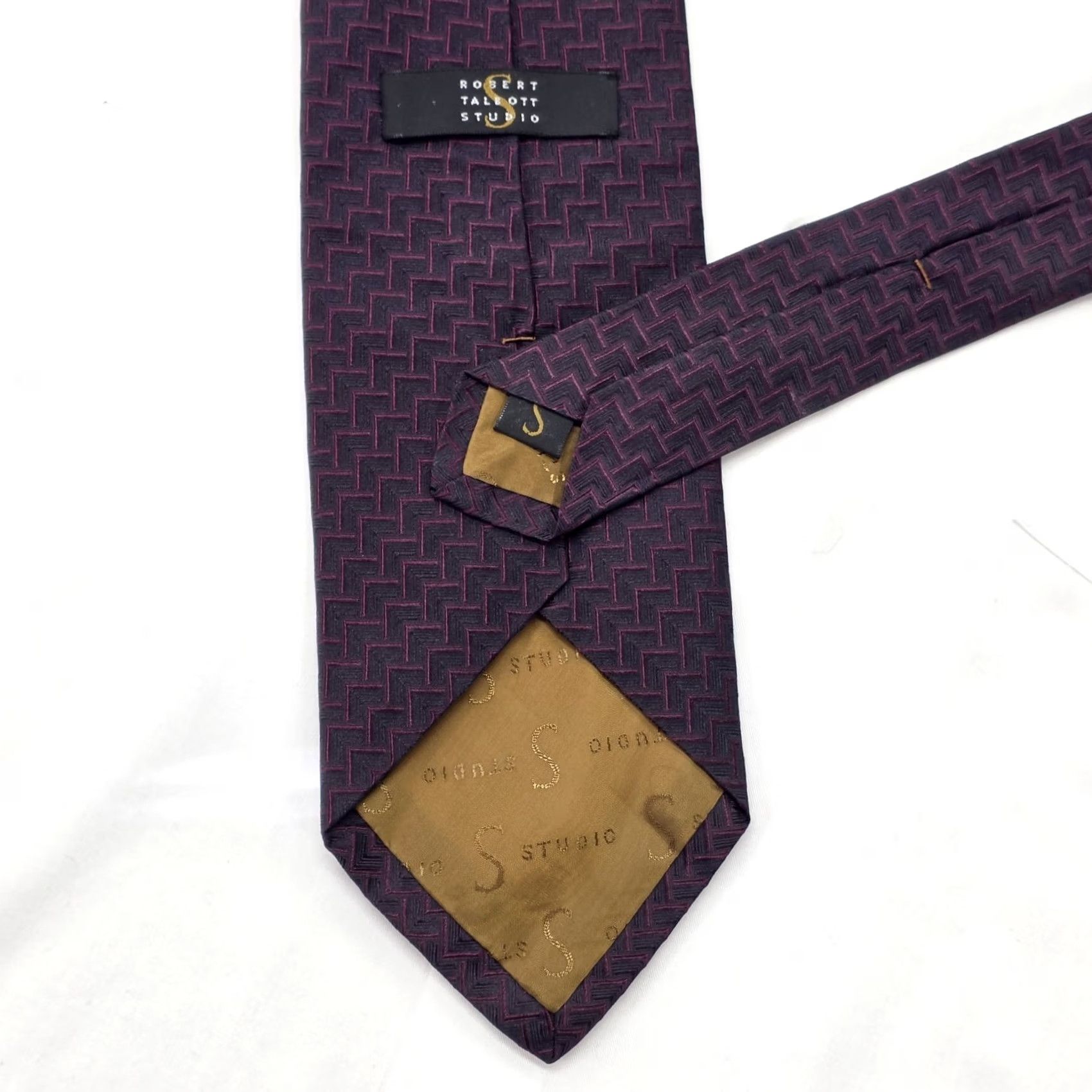 Robert Talbott Robert Talbott Necktie Mens Purple Tie Zig Zag Textured Designer Stylish USA Shirt Neck Tie Abstract Colorful Business Dad USA Size ONE SIZE - 3 Thumbnail