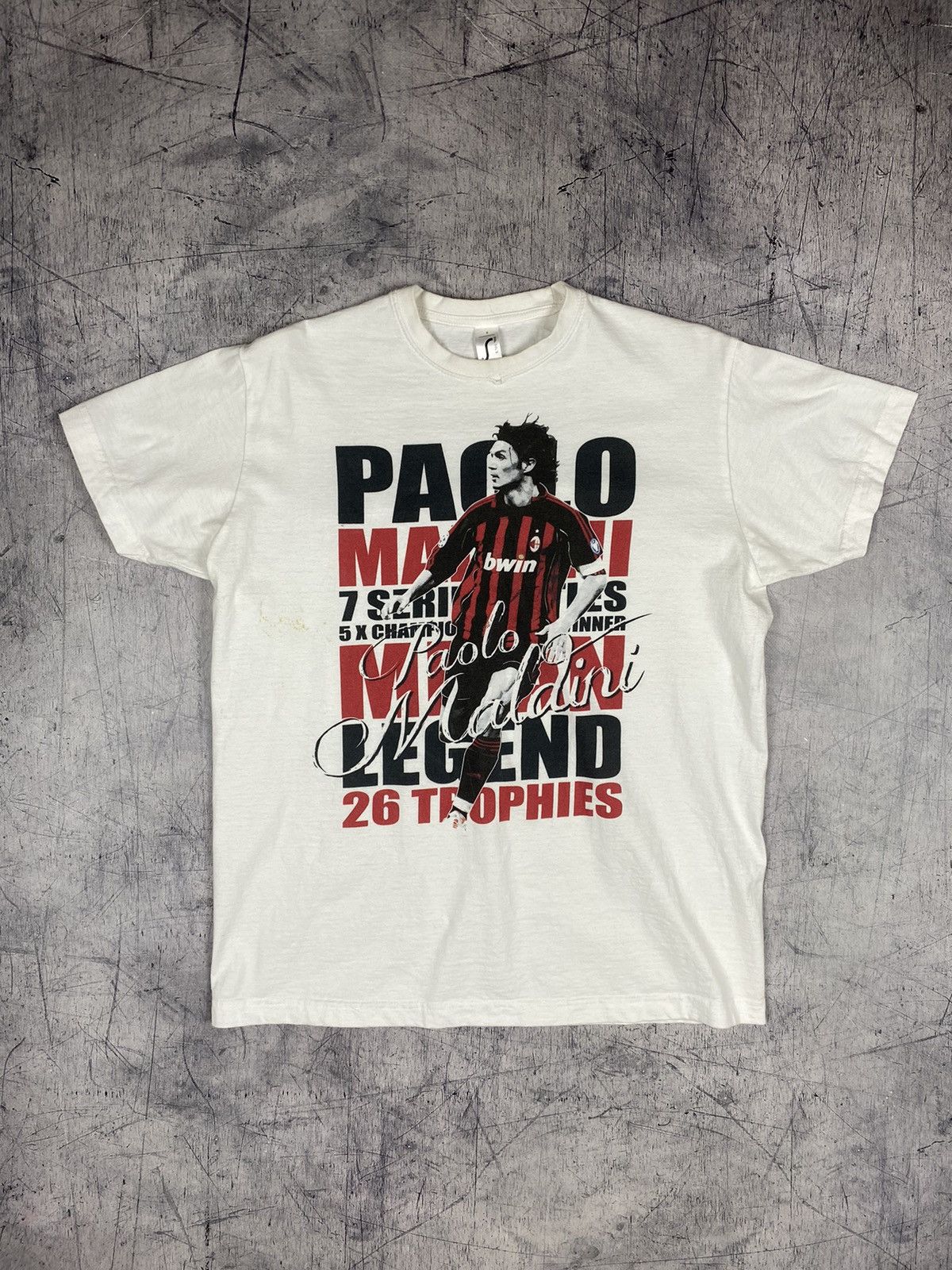 Band Tees × Vintage Vintage 00s MCMilan Paolo Maldini Legend y2k Big Logo Tee Size US S / EU 44-46 / 1 - 2 Thumbnail