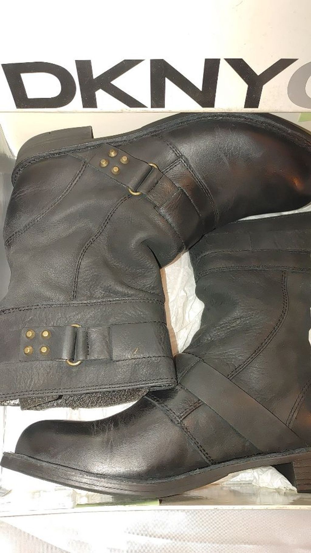 DKNY DKNYC Abbie Leather Moto Boot Size 9.5 NIB Size US 9.5 / IT 39.5 - 1 Thumbnail