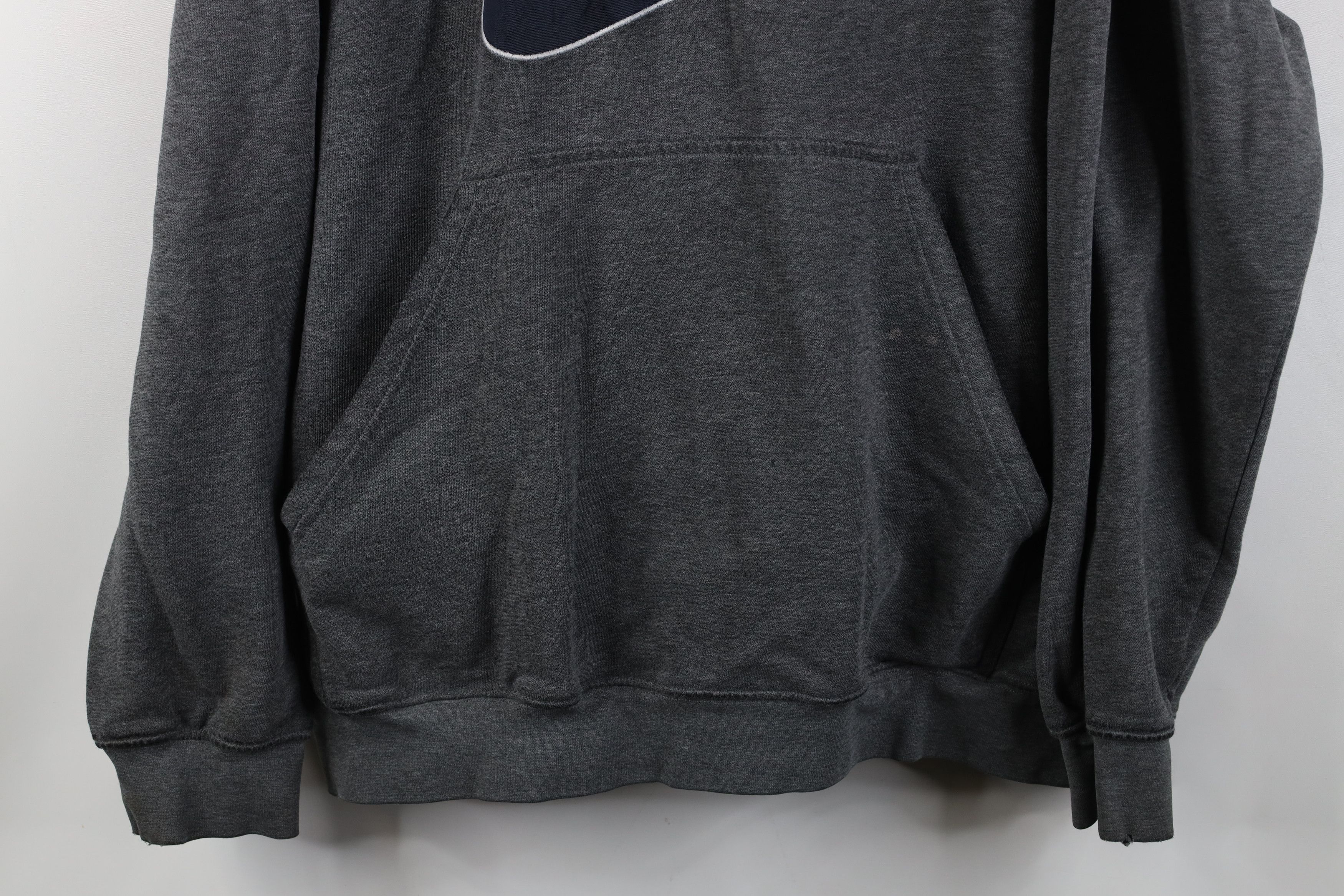 Nike Vintage Y2K Nike Big Swoosh Hoodie Sweatshirt Heather Gray Size US L / EU 52-54 / 3 - 3 Thumbnail