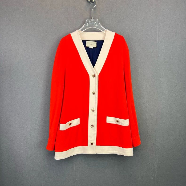 Gucci GucciOrange-matched white gold button cardigan jacket 2503- Size M / US 6-8 / IT 42-44 - 1 Thumbnail