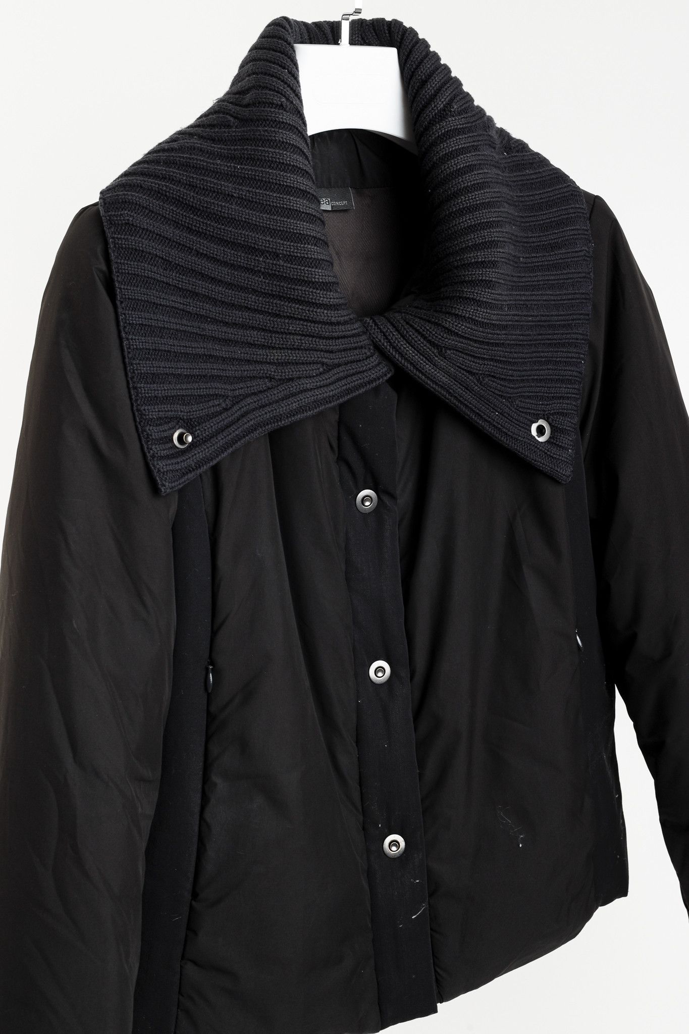 Other Crea Concept Black Padded Knit-Collar Jacket Size M / US 6-8 / IT 42-44 - 3 Thumbnail