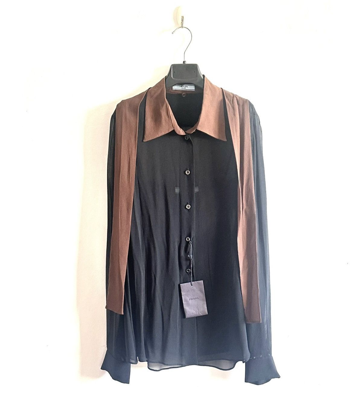 Prada Prada semi-sheer silk blouse with tank top and scarf Size M / US 6-8 / IT 42-44 - 3 Thumbnail