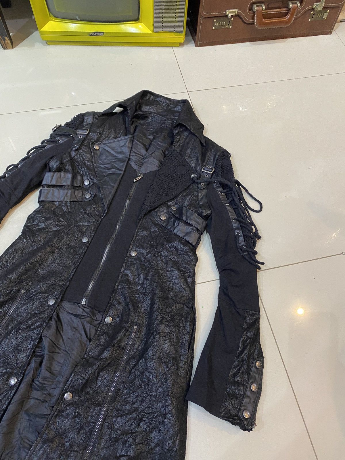 If Six Was Nine Japanese Rave Bondage Faux Leather Coat Ghotic Punk Style Size US M / EU 48-50 / 2 - 2 Thumbnail