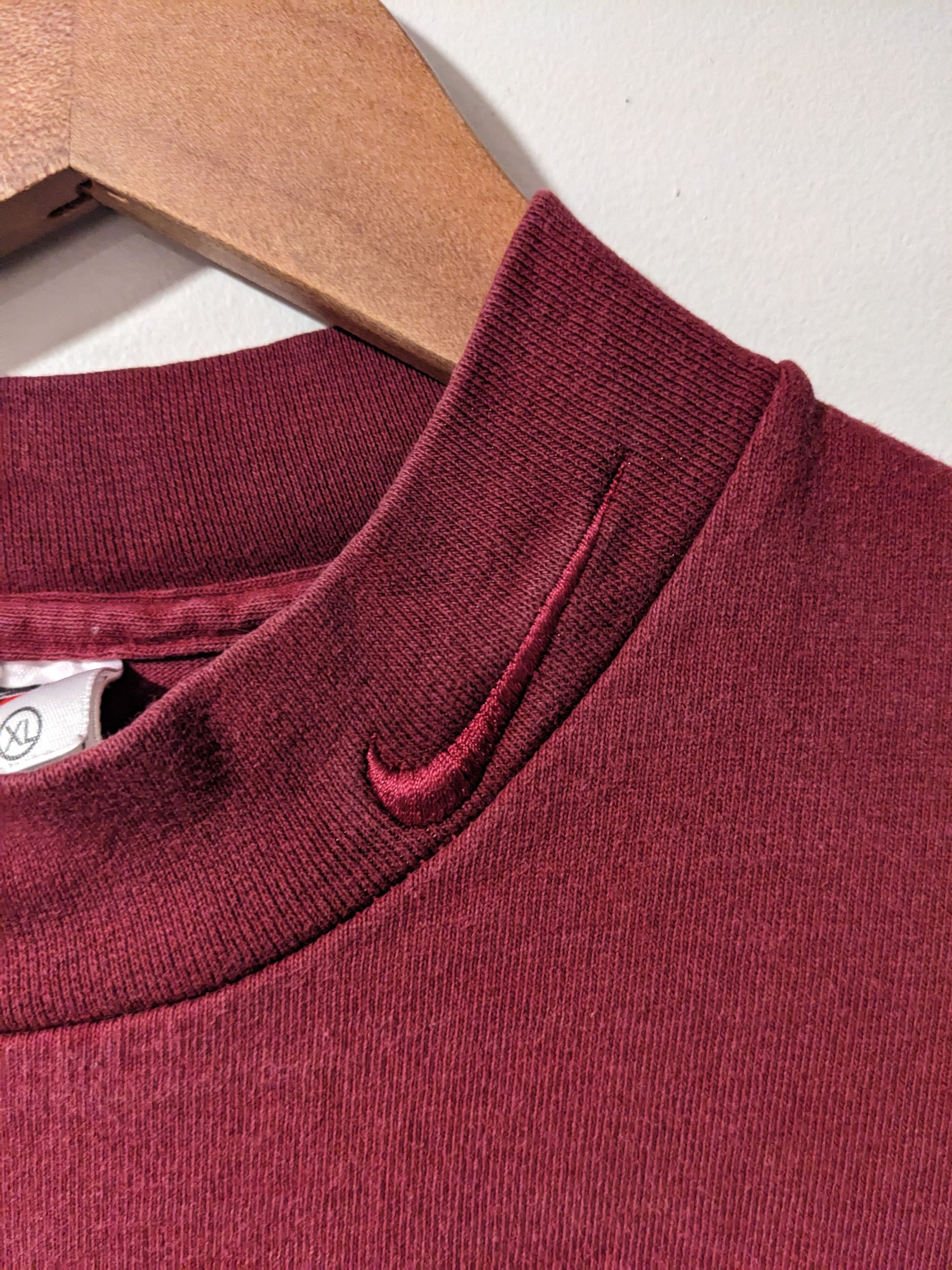 Nike × Vintage Vintage 90s Nike Swoosh Red X-Large Turtle Neck Long-Sleeve Size US XL / EU 56 / 4 - 2 Thumbnail
