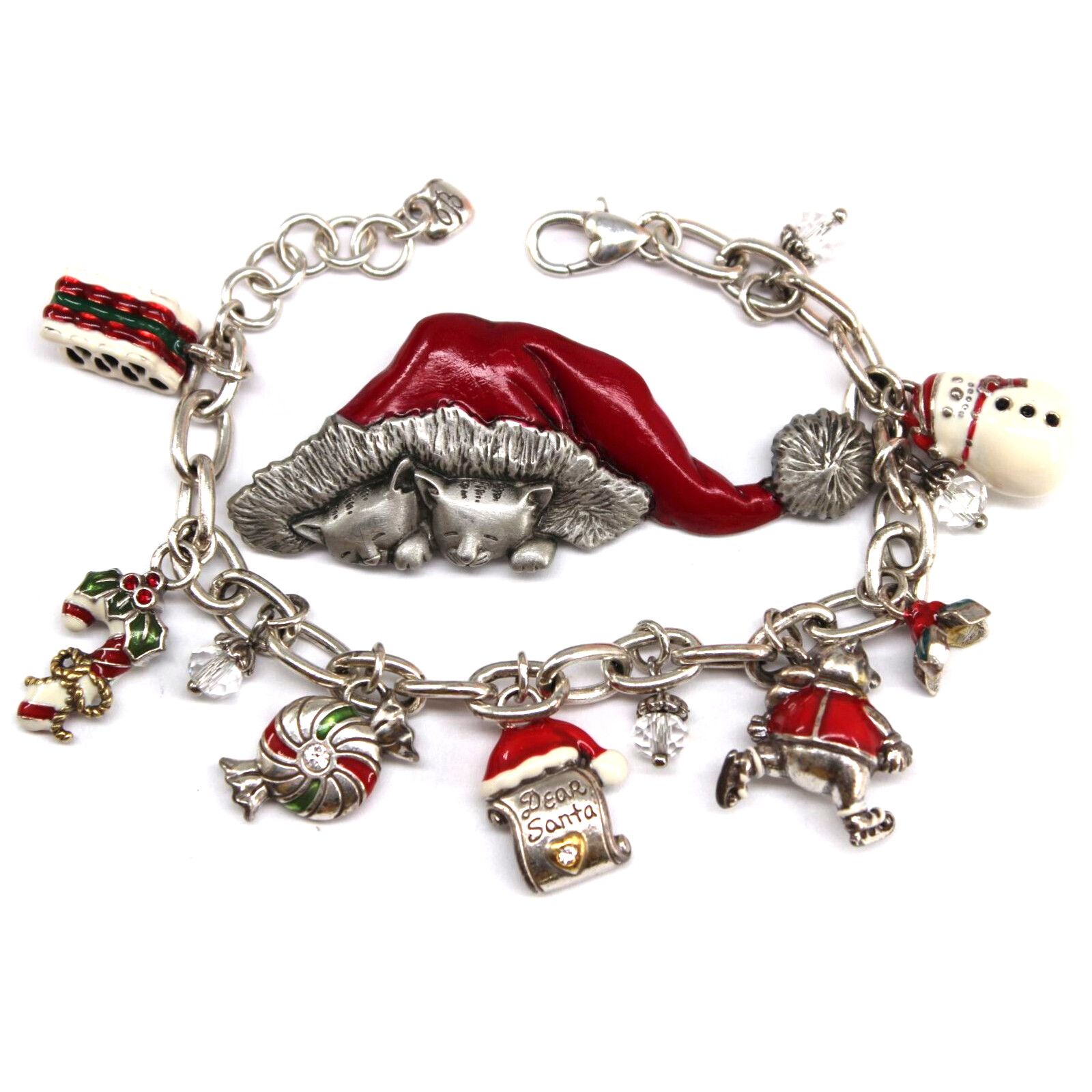 Brighton JJ Christmas Brooch & Brighton Charm Bracelet Silver Tone Size ONE SIZE - 1 Thumbnail
