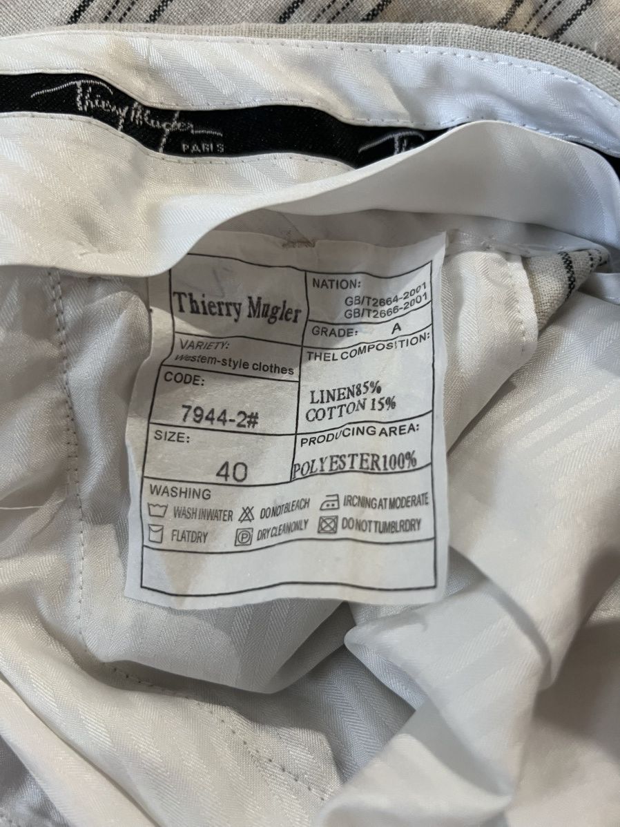 Thierry Mugler × Vintage Thierry Mugler Vintage Men’s Classic Pants Linen Striped Size US 40 / EU 56 - 3 Thumbnail