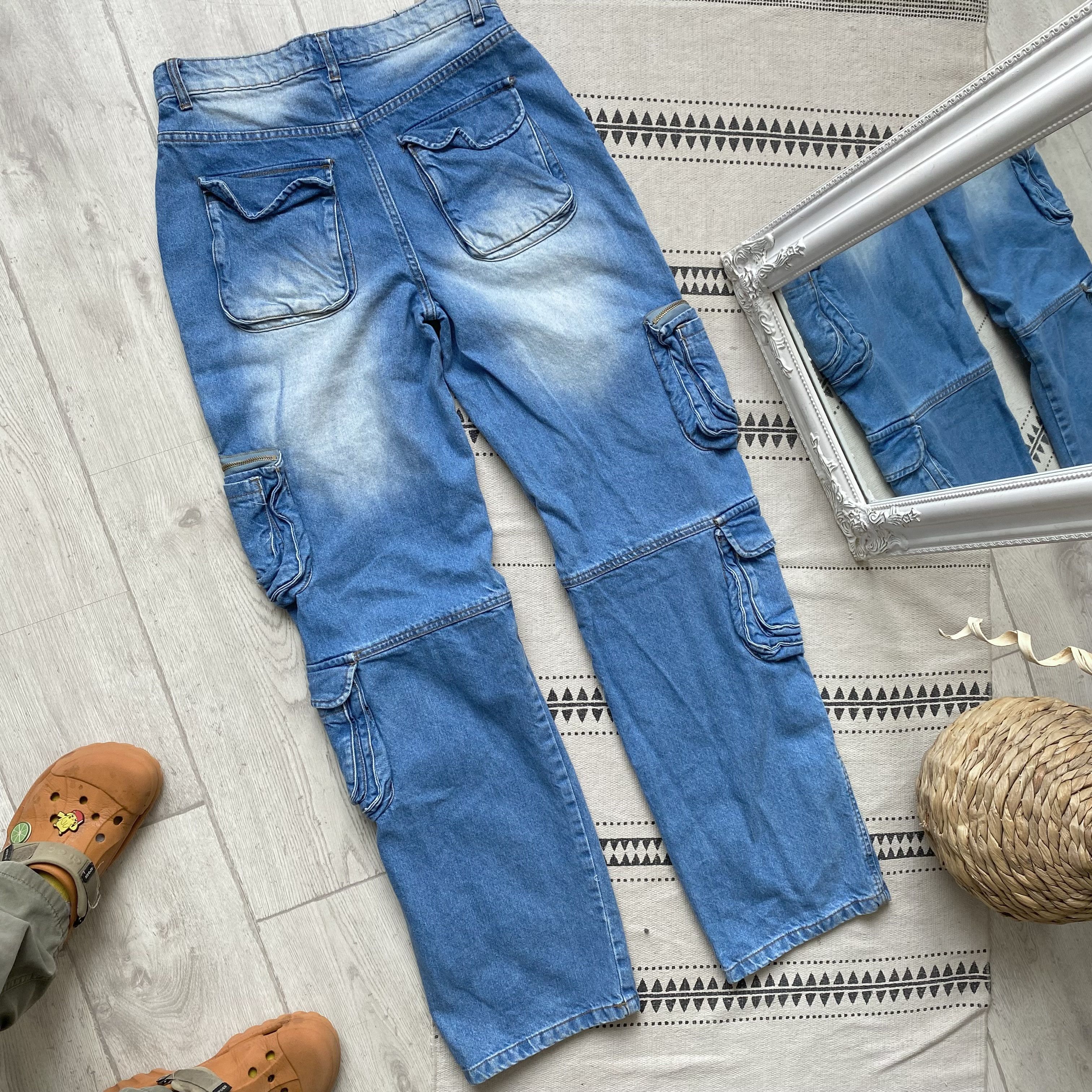 Japanese Brand Y2K Multipocket Cargo baggy Denim jeans skater pants Size US 30 / EU 46 - 9 Thumbnail