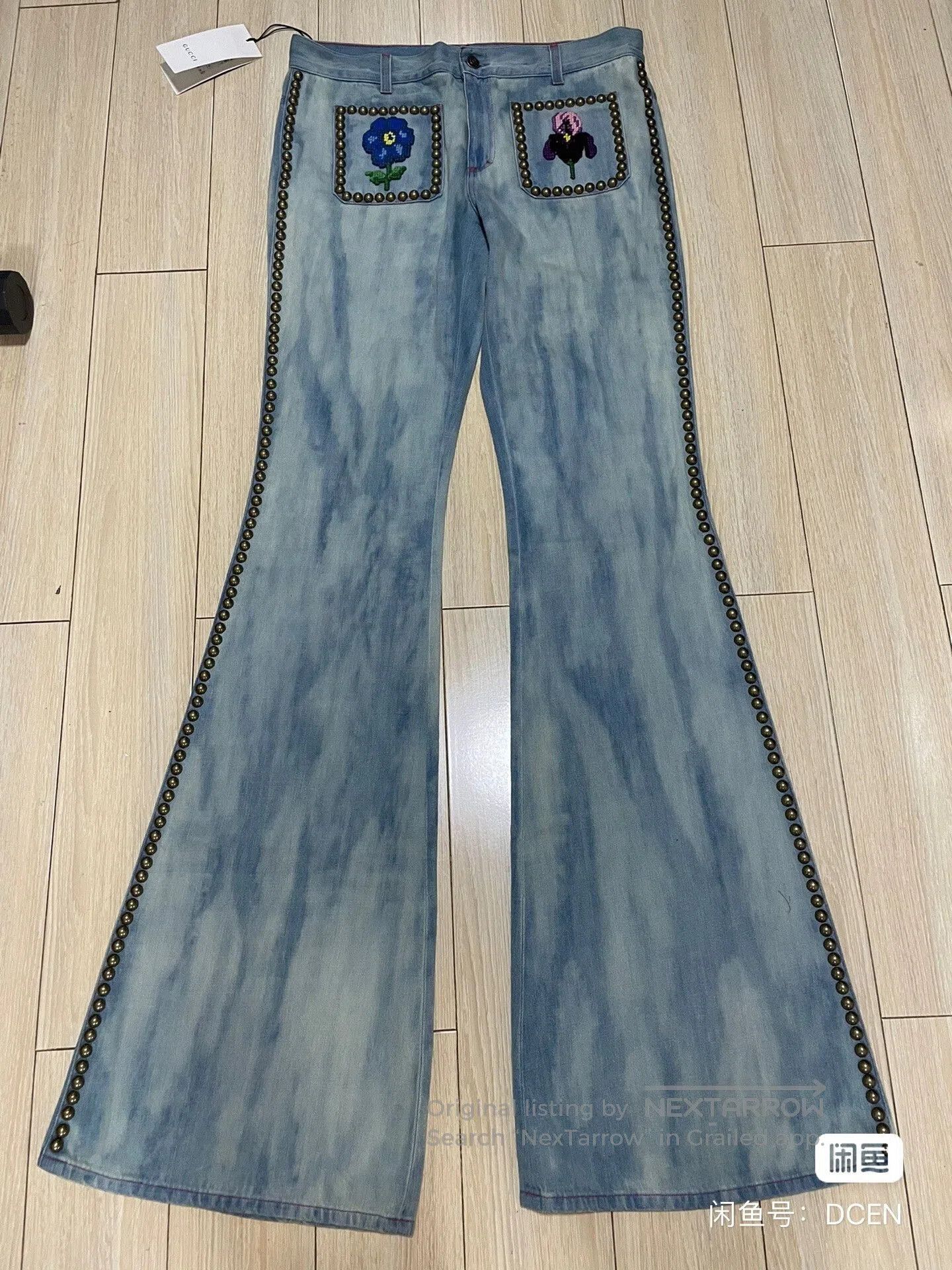 Gucci gucci embroidered flared denim pants size 28. Size 28" / US 6 / IT 42 - 1 Thumbnail
