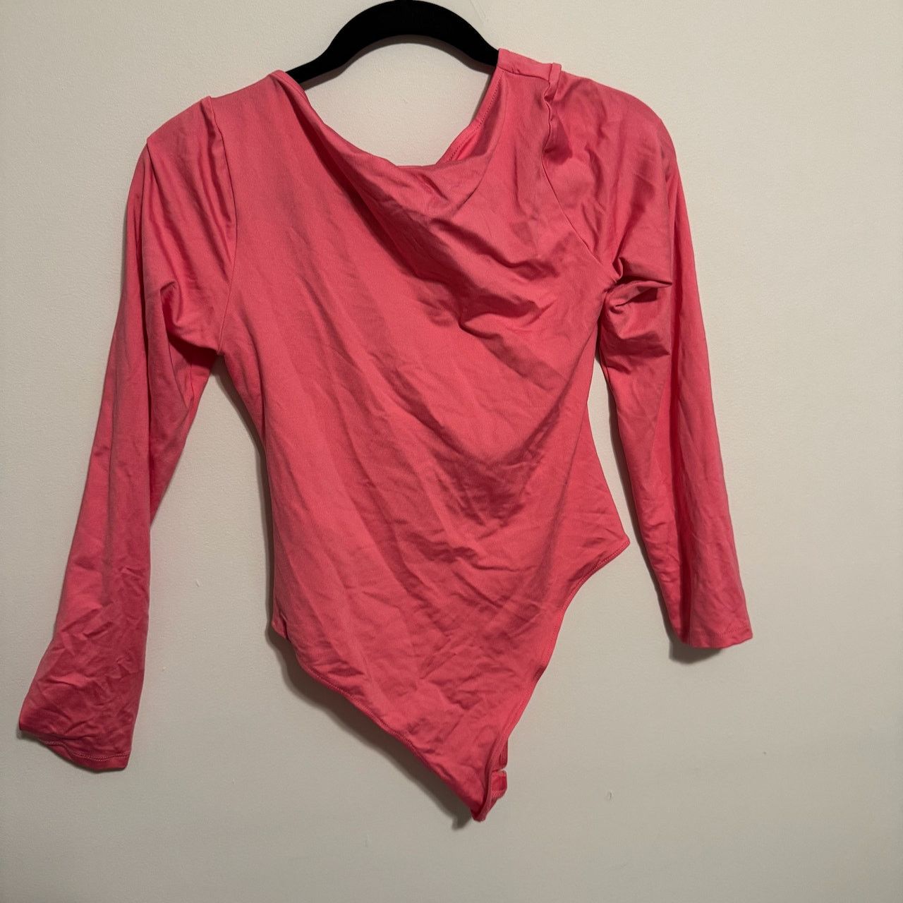 Zara Zara Ruched Pink Long Sleeve Bodysuit Size L / US 10 / IT 46 - 2 Thumbnail