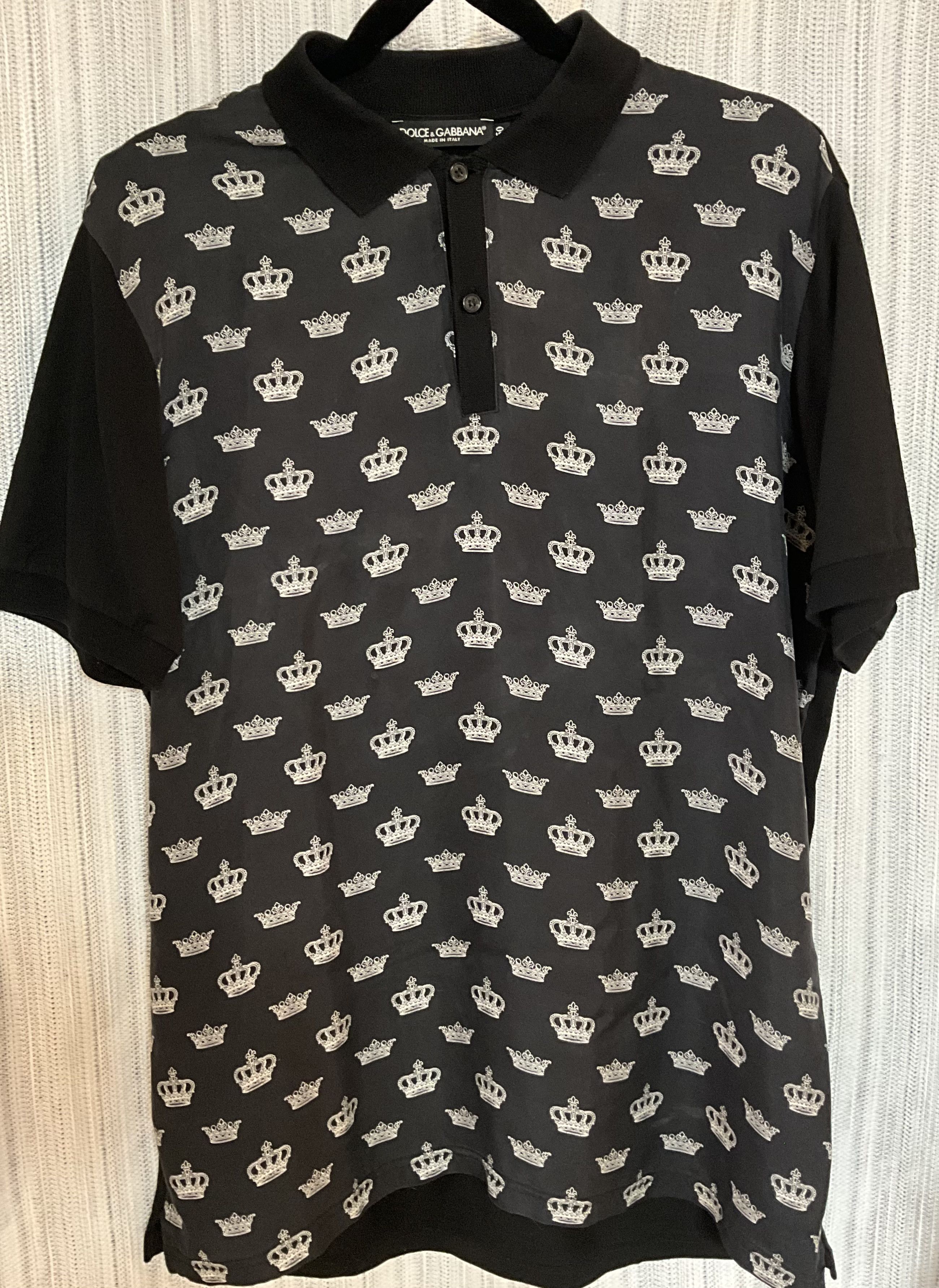 Dolce & Gabbana Dolce & Gabbana Black Multi Fabric Crown-Print Polo Size 50) Size US M / EU 48-50 / 2 - 1 Thumbnail