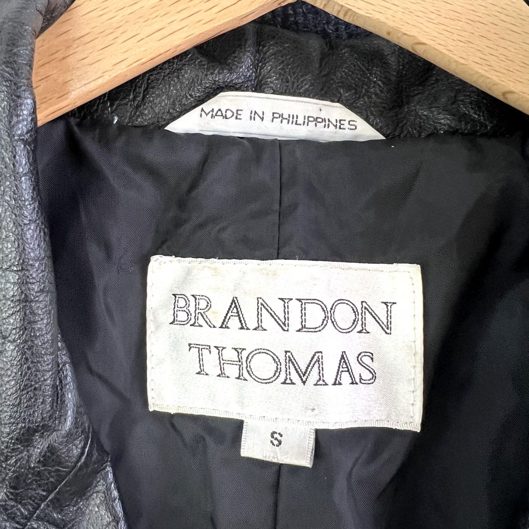 Vintage Brandon Thomas Coat Womens S Black Leather Button Front Mid-Length Overcoat Size S / US 4 / IT 40 - 3 Thumbnail