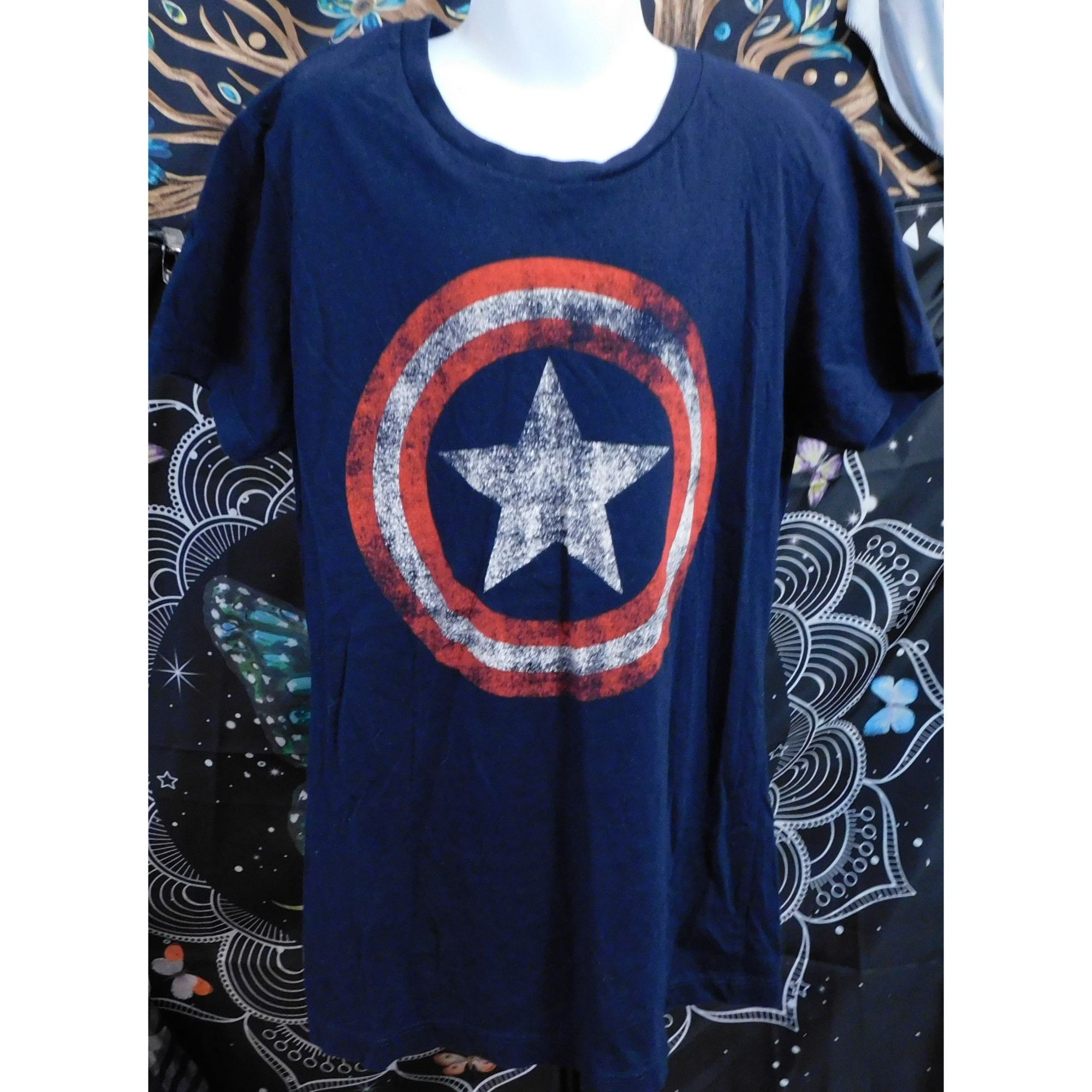 Marvel Comics Distressed Captain America Tee Blue With Red And White Print Size US M / EU 48-50 / 2 - 1 Thumbnail