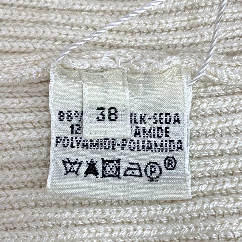 Hermes Hermes Beige Mulberry Silk V-Neck Long Sleeve Knitted Top Size XS / US 0-2 / IT 36-38 - 6 Thumbnail