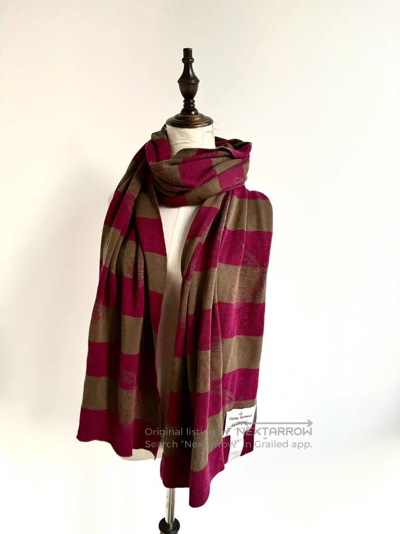 Vivienne Westwood Vivienne Westwood Red Brown Striped Large Saturn Logo Scar Size ONE SIZE - 3 Thumbnail