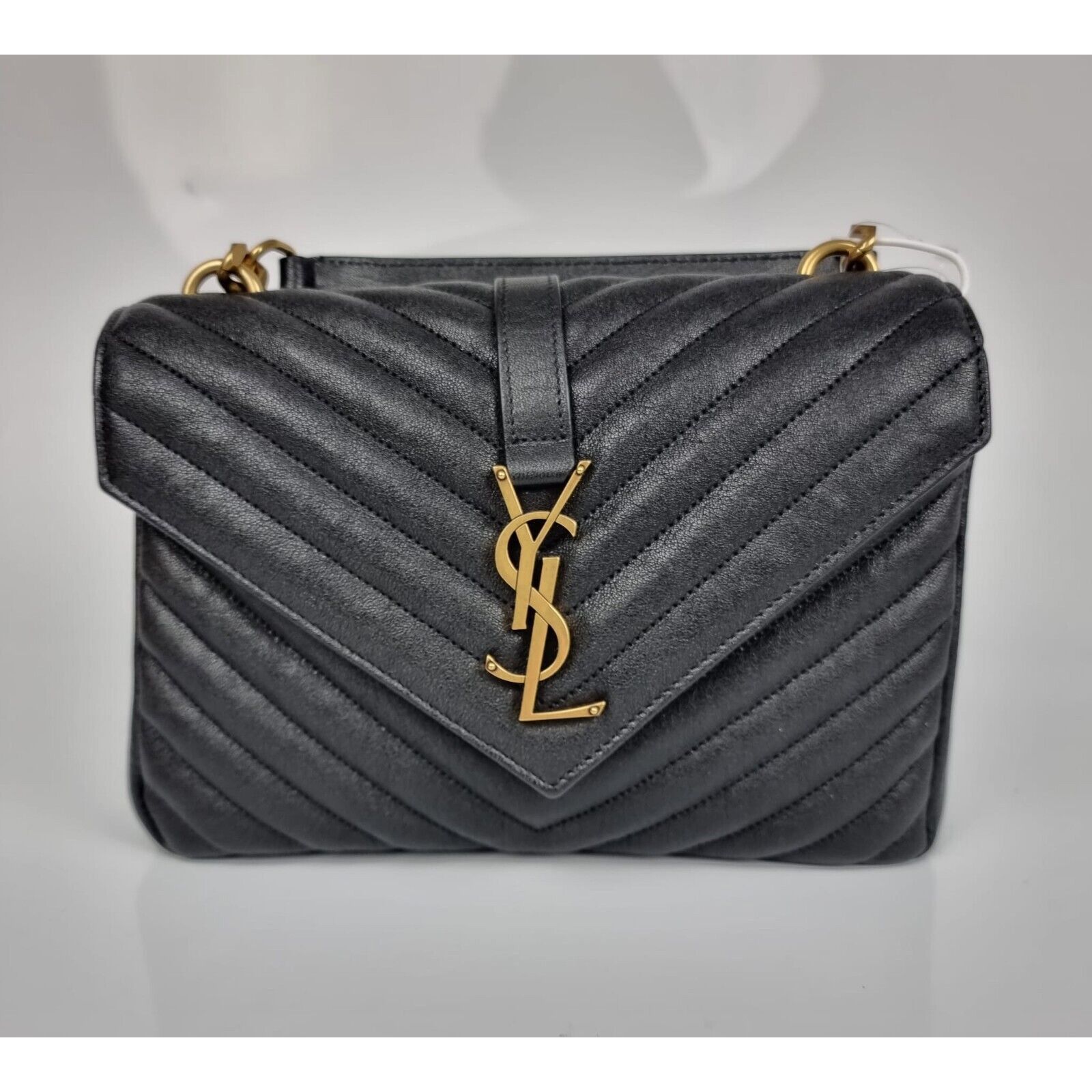 SAINT LAURENT Medium College Quilted Black Leather Bag New