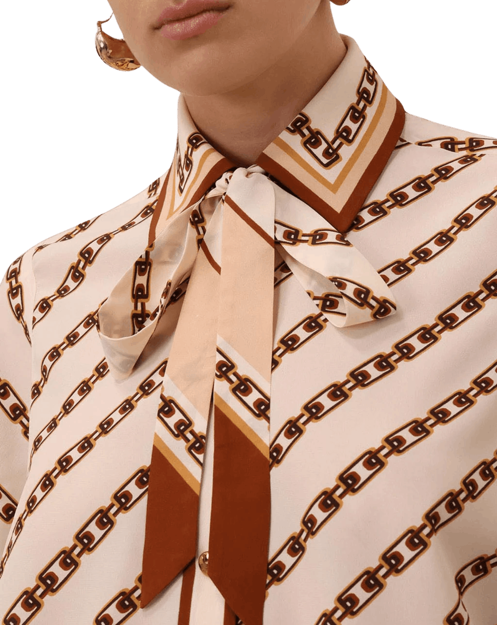 Zimmermann oc11z0226 Relaxed Shirt In Cream/Brown Size S / US 4 / IT 40 - 3 Thumbnail