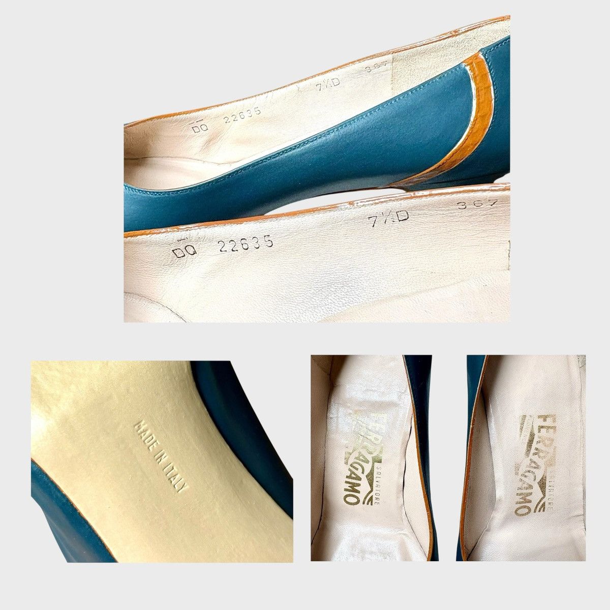 Salvatore Ferragamo Ferragamo Women’s Teal Green Brown Classic Heels Sz 7.5D Size US 7.5 / IT 37.5 - 16 Thumbnail