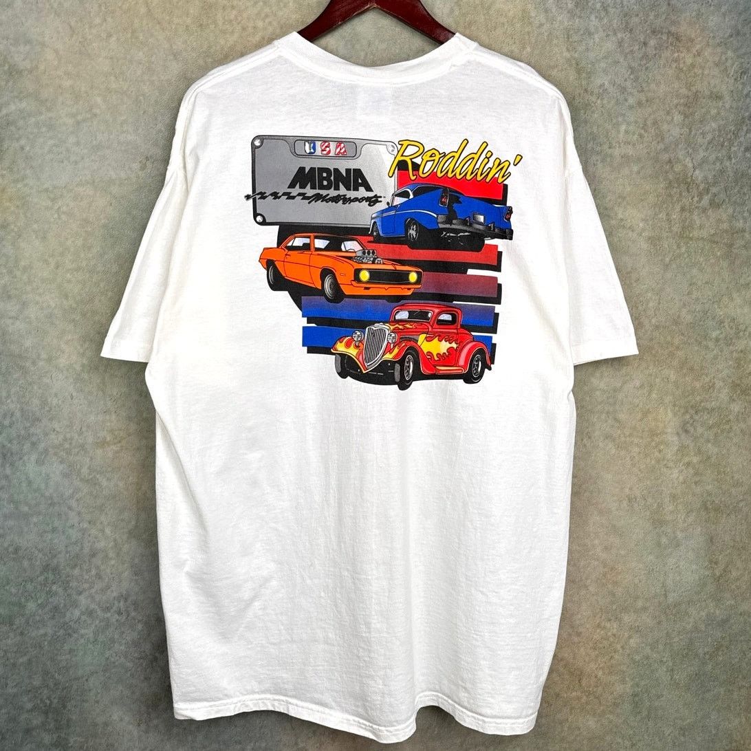 Vintage VTG 90s MBNA Motorsports Hot Rods T Shirt Sz XL White Flame Size US XL / EU 56 / 4 - 1 Thumbnail