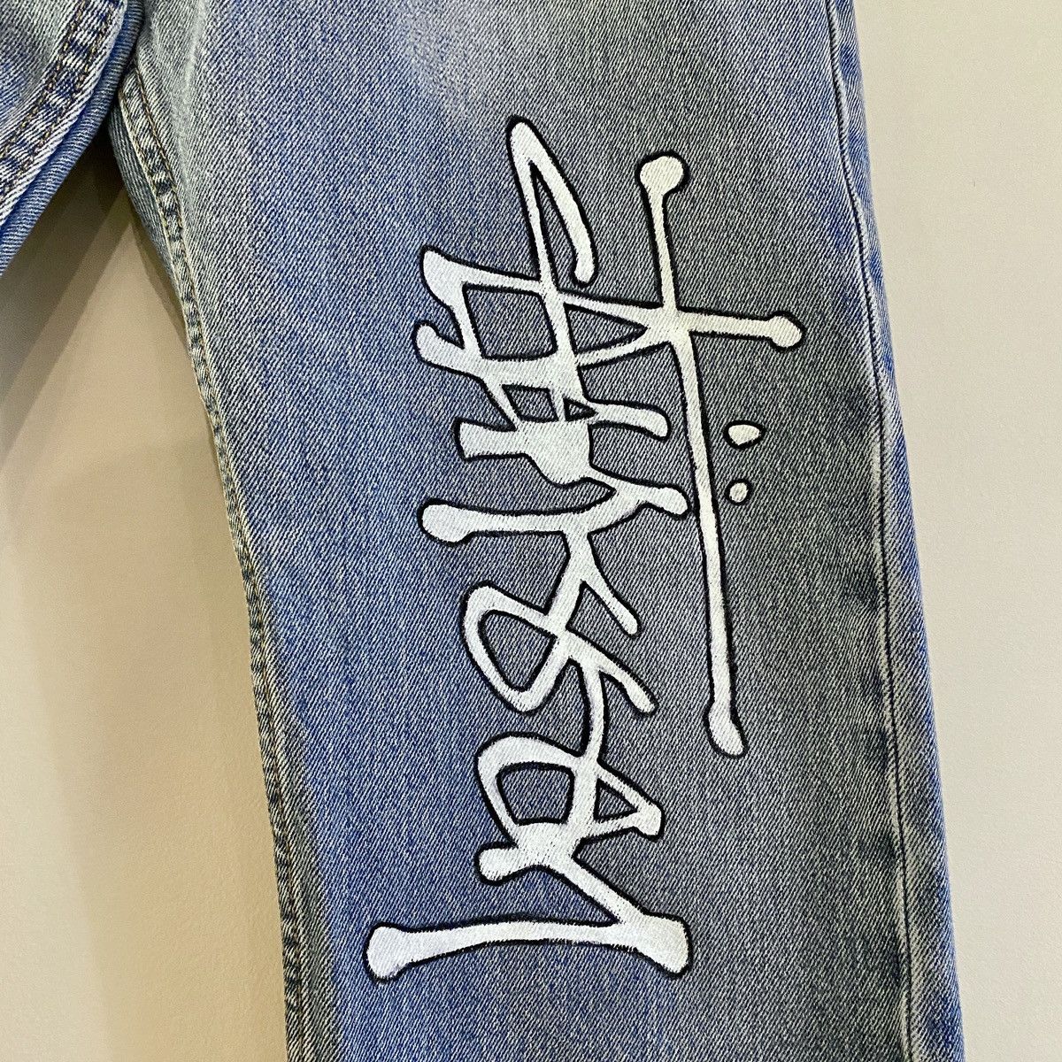 Levi's Custom Painted Levis Stussy Denim Jeans Size US 33 - 3 Thumbnail