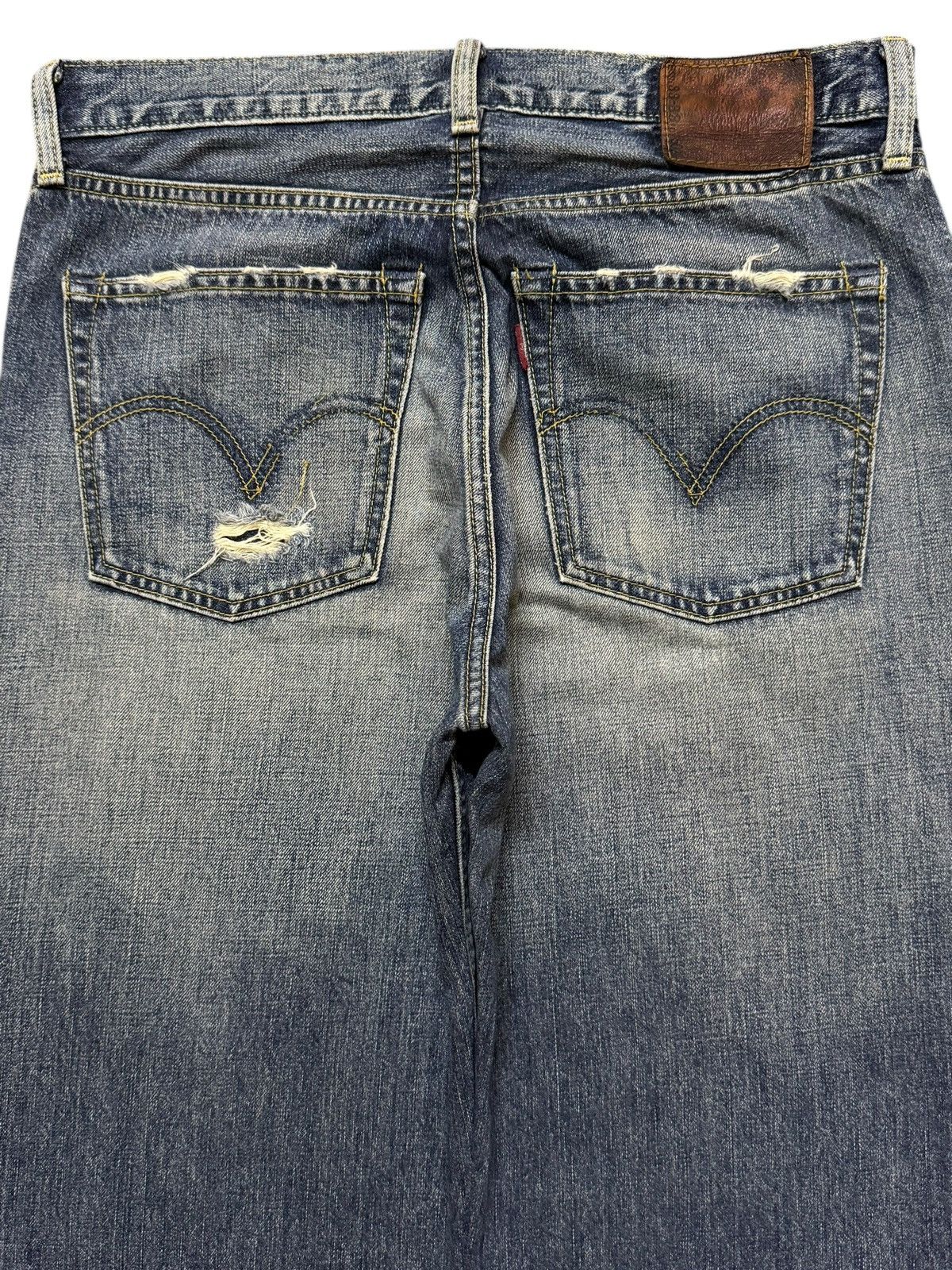 Levi's Vintage Y2K Levis 502 Blue Faded Wash Distress Regular Fits Size US 32 / EU 48 - 4 Thumbnail