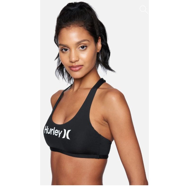 Hurley HURLEY Juniors' One And Only Solid Scoop Bikini Top Black L Size L / US 10 / IT 46 - 2 Thumbnail