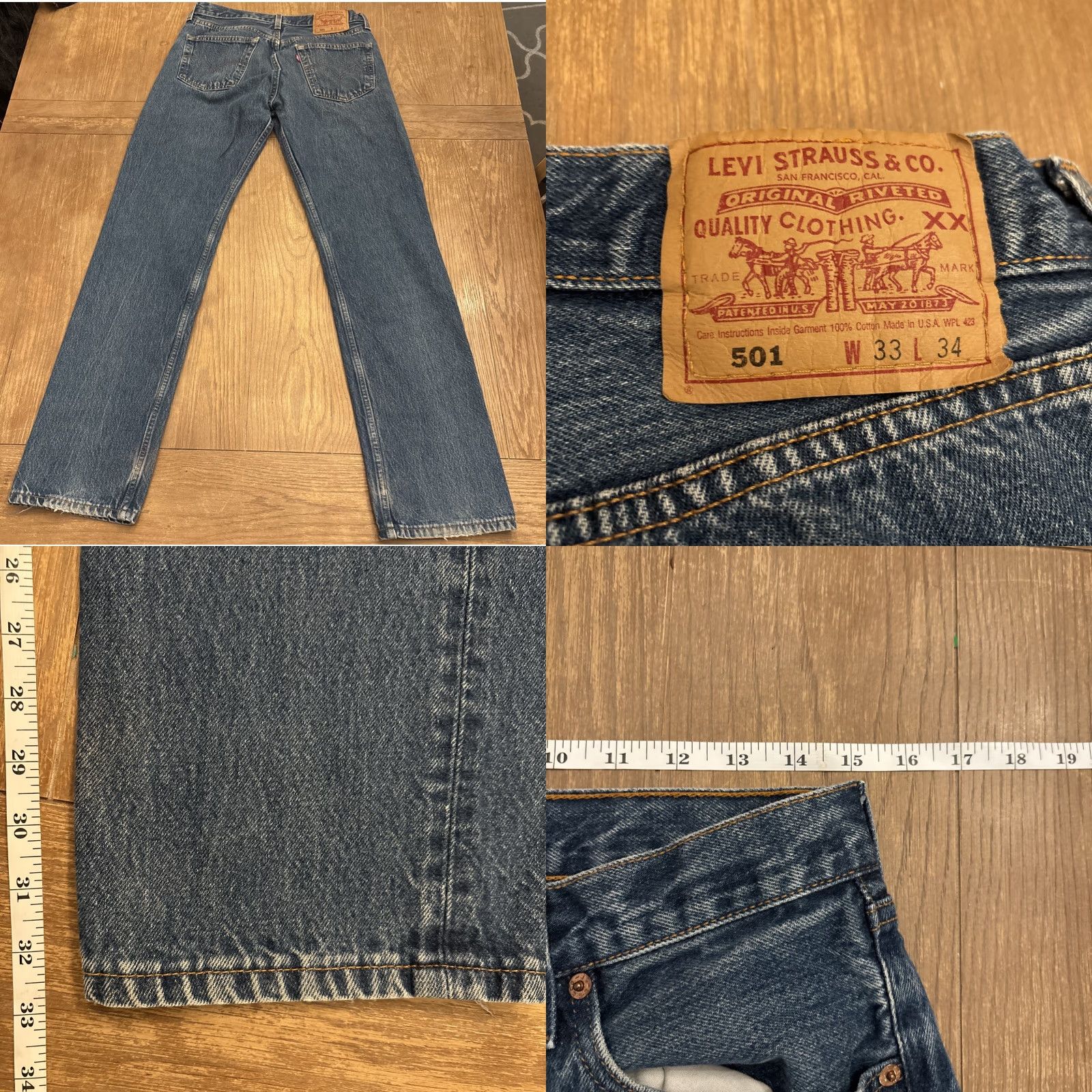 Levi's VINTAGE Levi's 501 Jeans Men 33x34 Straight Button Fly Dark Wash 90s Mens Size US 33 - 8 Thumbnail
