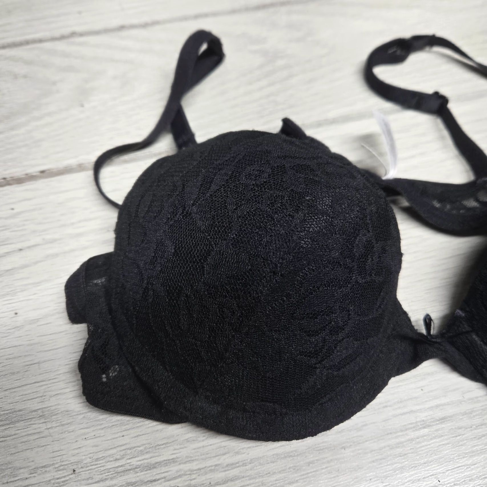 Vintage SO Bra Women 34A Black Lace Underwire Full Coverage T-Shirt Sports Push Up Vintage Inmates? Size ONE SIZE - 2 Thumbnail