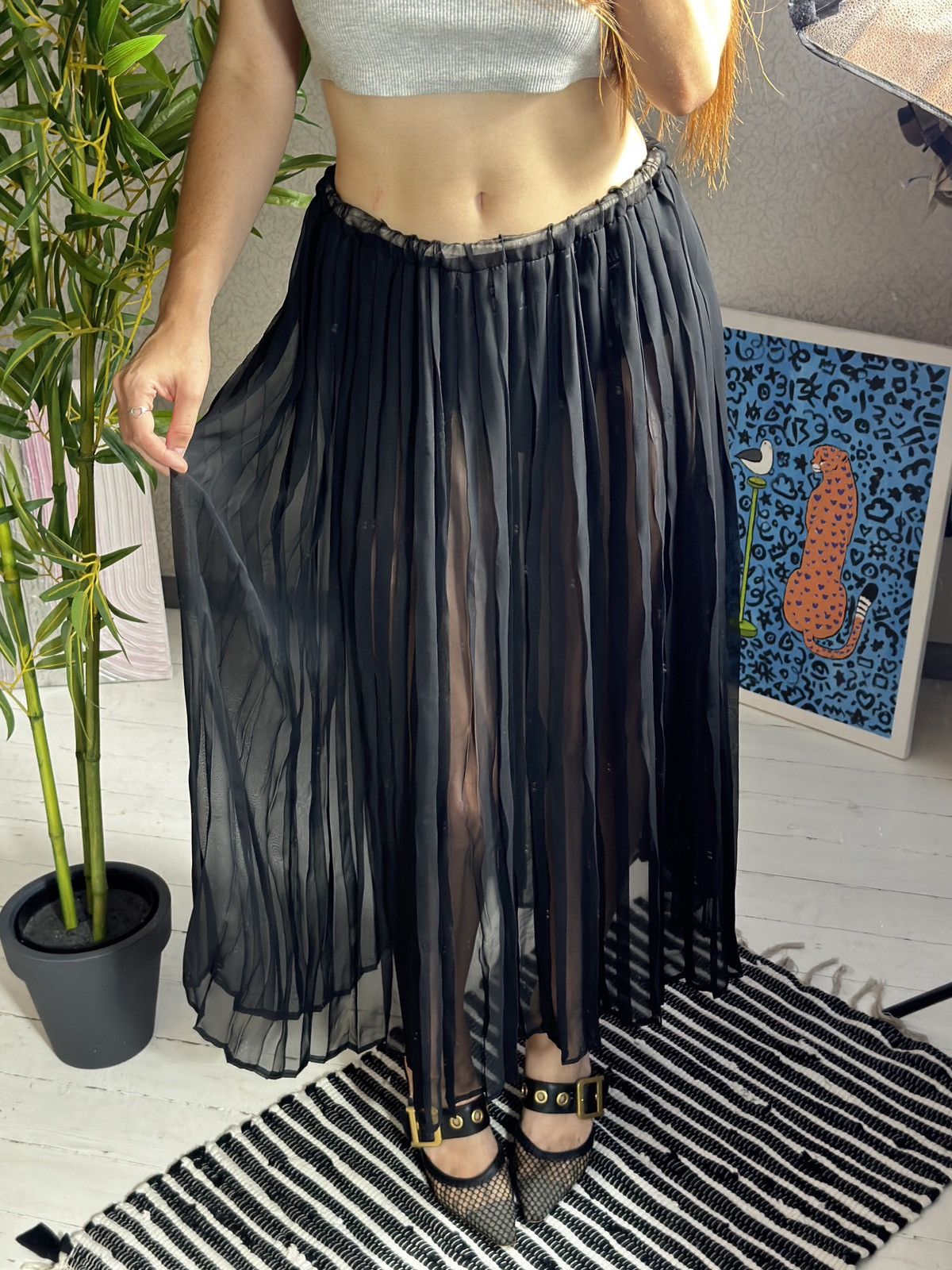 Other VINTAGE PLEATED 2000s MESH MIDI SKIRT Size 28" / US 6 / IT 42 - 1 Thumbnail