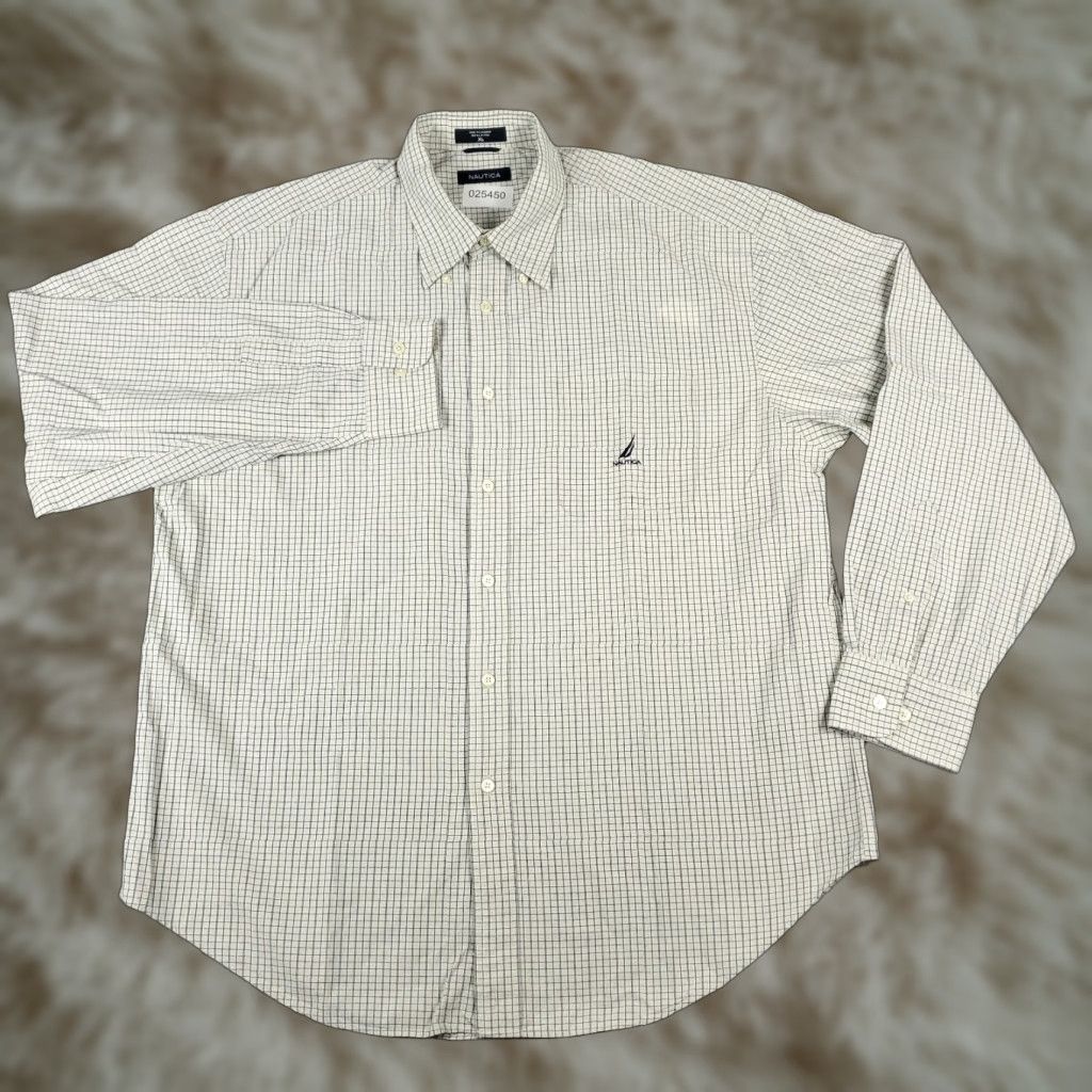 Nautica Nautica Button-Up Shirt Men's XL Blue Check Long Sleeve Casual Regular Fit Size US XL / EU 56 / 4 - 1 Thumbnail