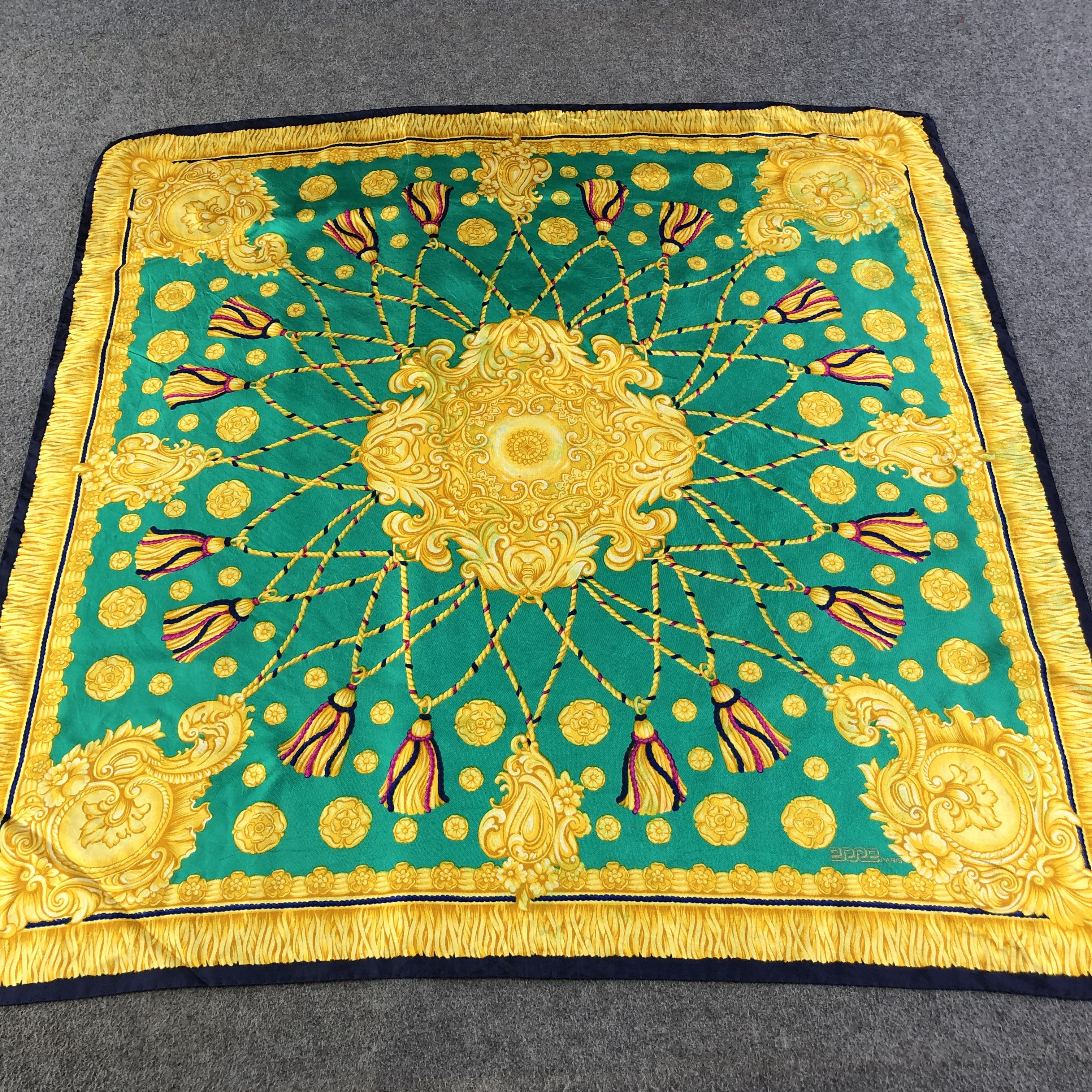 Vintage Erre Paris Baroque Design Silk Scarf M456 Size ONE SIZE - 1 Thumbnail