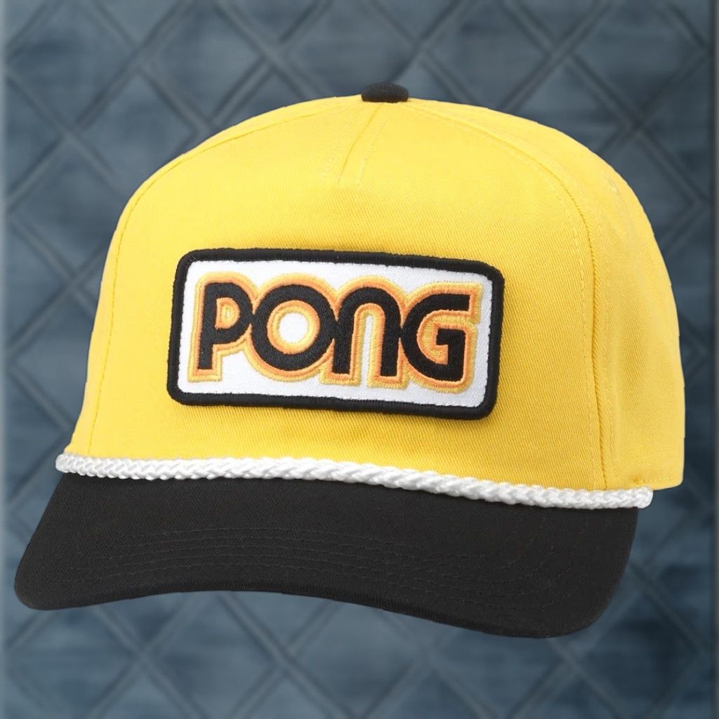 American Needle PONG Hat Cap Snap Back Atari Retro Video Game Rope Patch Black Yellow Adjustable Men One Size Size ONE SIZE - 1 Thumbnail