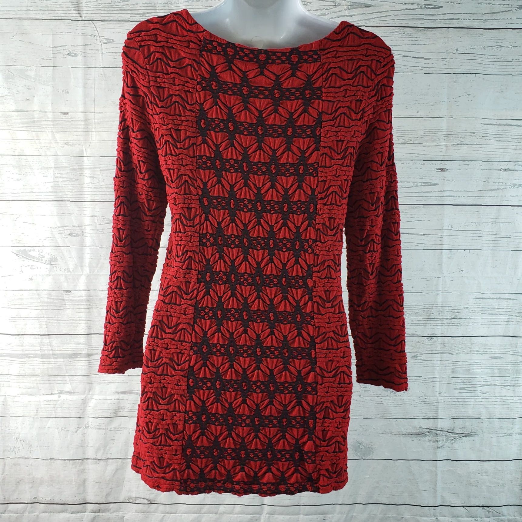 Vintage Tianello Womens Ballet Tee XS Red Long Sleeve Rayon Blend Blouse Shirt Size XS / US 0-2 / IT 36-38 - 3 Thumbnail