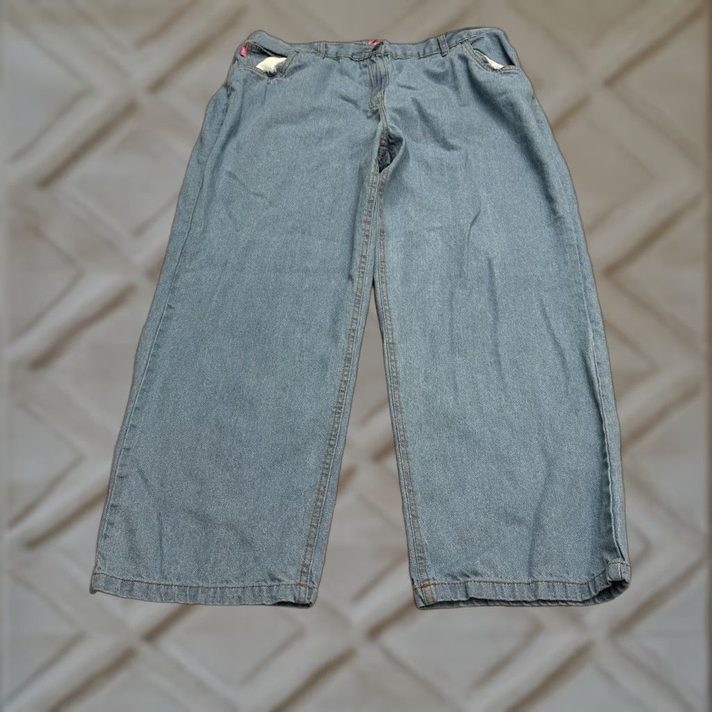 Vintage Woman Within Jeans Denim Wide-Leg 22W Blue Elastic Waist 5-Pocket Plus Size Women Size 40" / US 18 - 1 Thumbnail