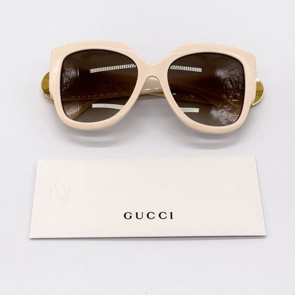 Gucci NEW GUCCI GG1407S 004 BEIGE BROWN OVERSIZED WOMEN SUNGLASSES Size ONE SIZE - 10 Thumbnail