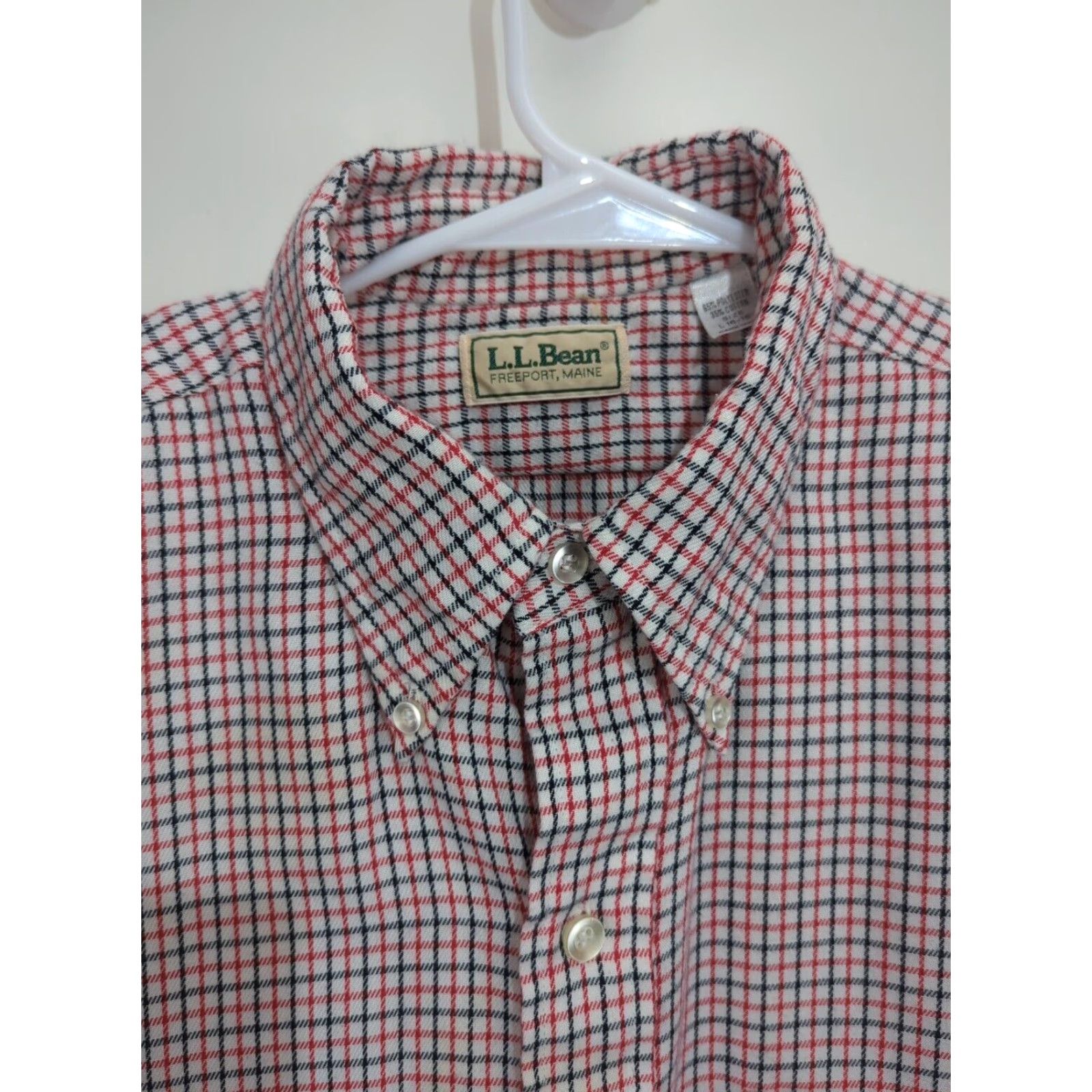 Vintage VINTAGE LL Bean Mens Long Sleeve Button Shirt Plaid Red White 90s Classic Outdoor Casual Button-Down Shirt Size US L / EU 52-54 / 3 - 4 Thumbnail