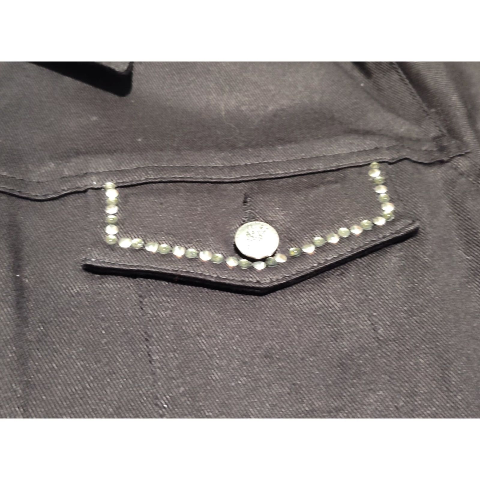 Quacker Factory VINTAGE Quacker Factory Women's Denim Jacket Bling Rhinestones Peace XL Black Casual All Seasons Size XL / US 12-14 / IT 48-50 - 6 Thumbnail