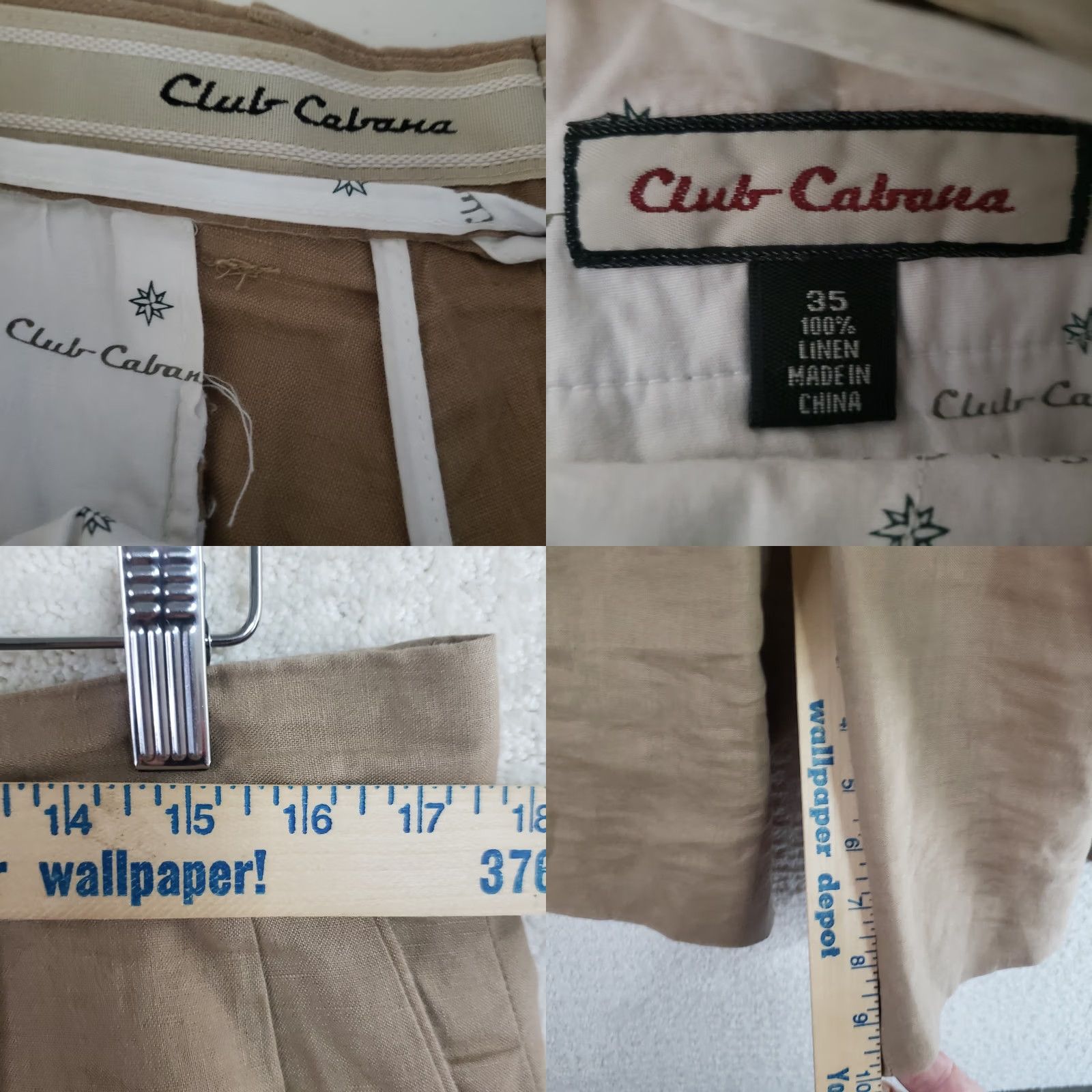 Vintage Cub Cabana 100% Linen Pleated Shorts Bermuda Men Beige 35x10 Casual Polo Golf Summer Knit? Size US S / EU 44-46 / 1 - 9 Thumbnail