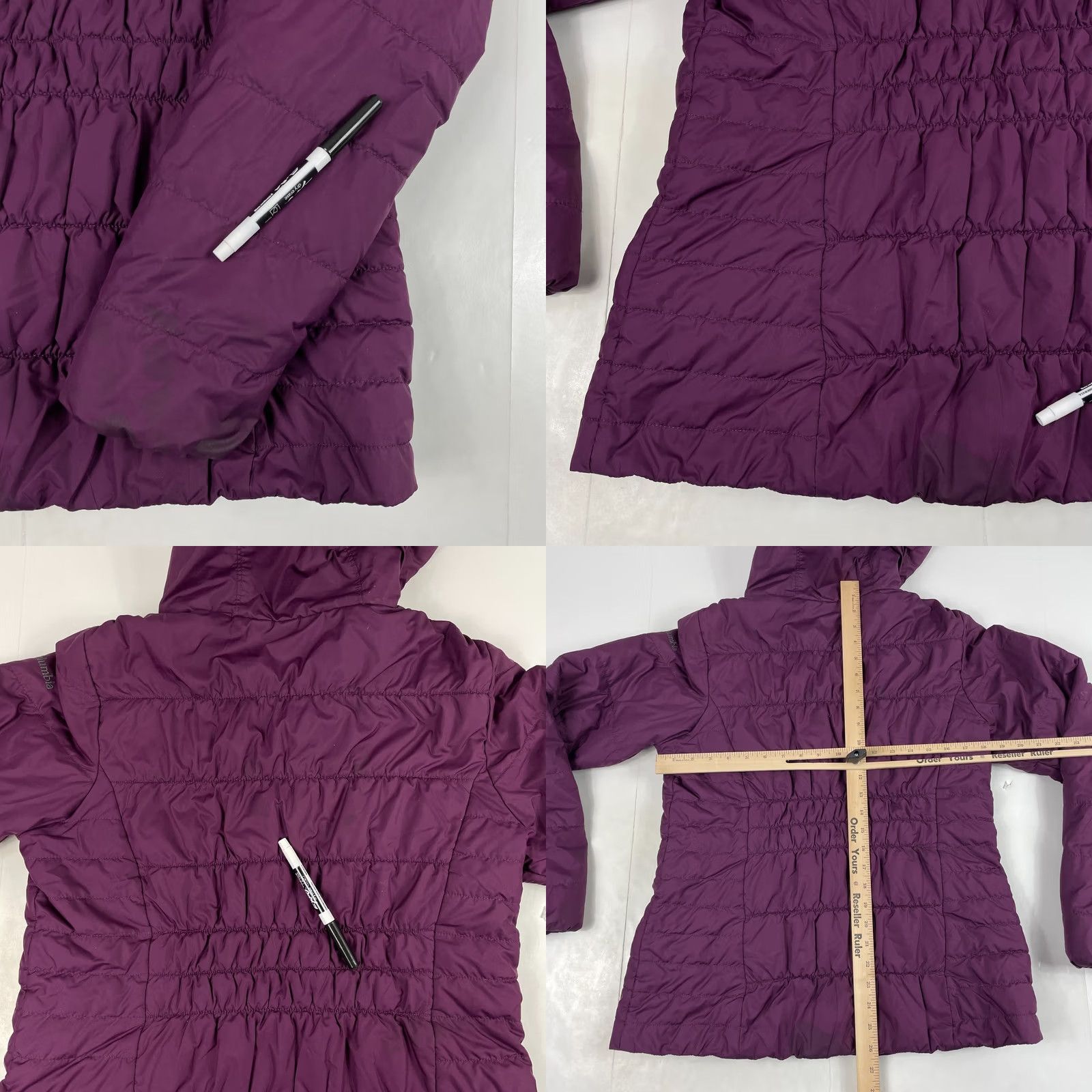 Vintage Columbia Jacket Womens Medium Purple Thermal Puffer Hooded Coat Jacket Outdoor Winter Skiing Compact Quilted Wind-Resistant Full Zip Size M / US 6-8 / IT 42-44 - 9 Thumbnail
